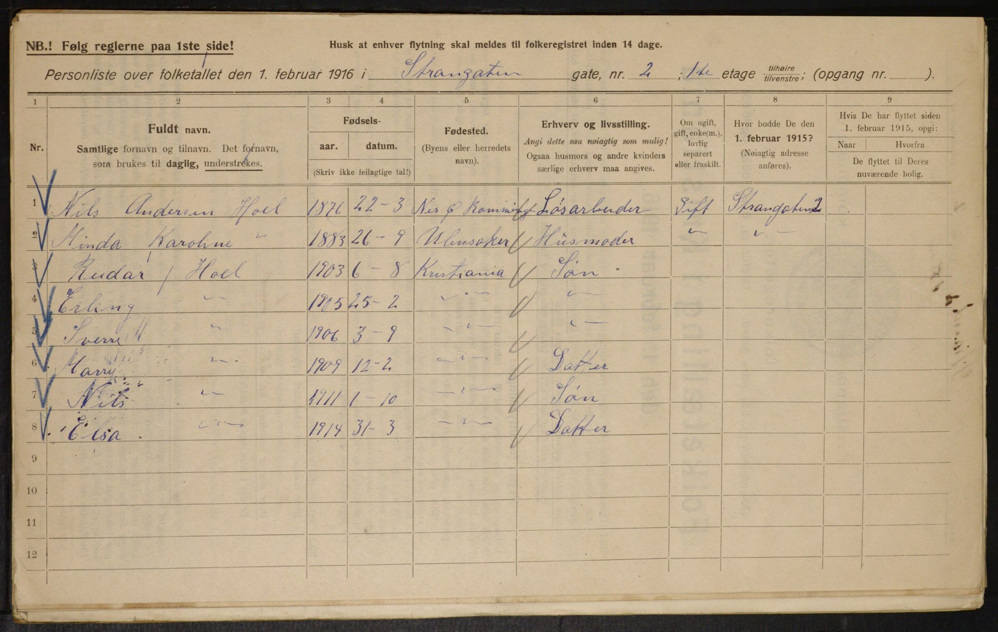 OBA, Municipal Census 1916 for Kristiania, 1916, p. 106460