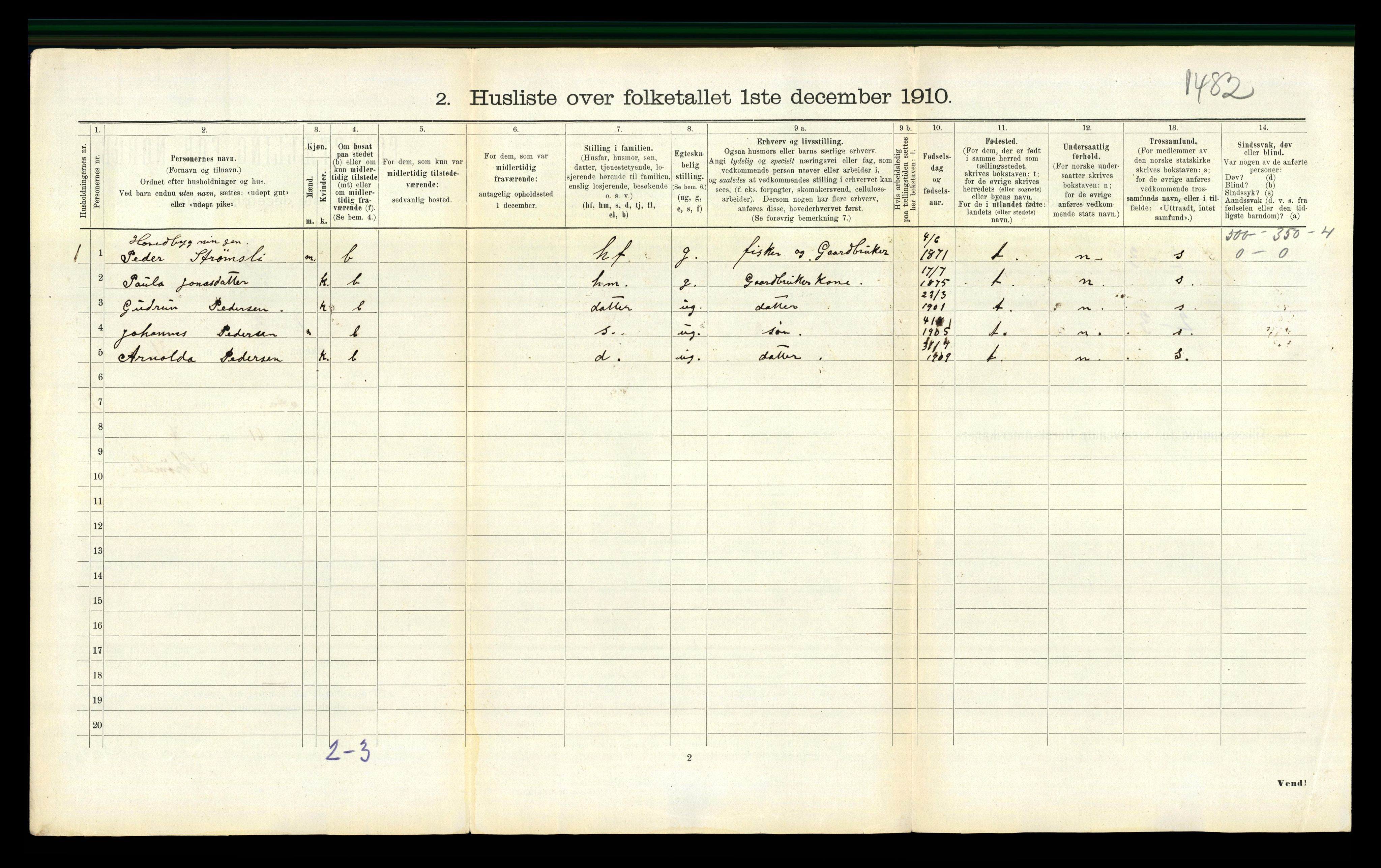 RA, 1910 census for Aa, 1910, p. 195