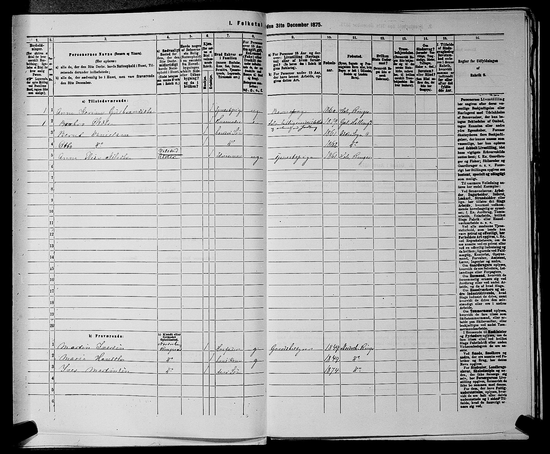 RA, 1875 census for 0220P Asker, 1875, p. 539