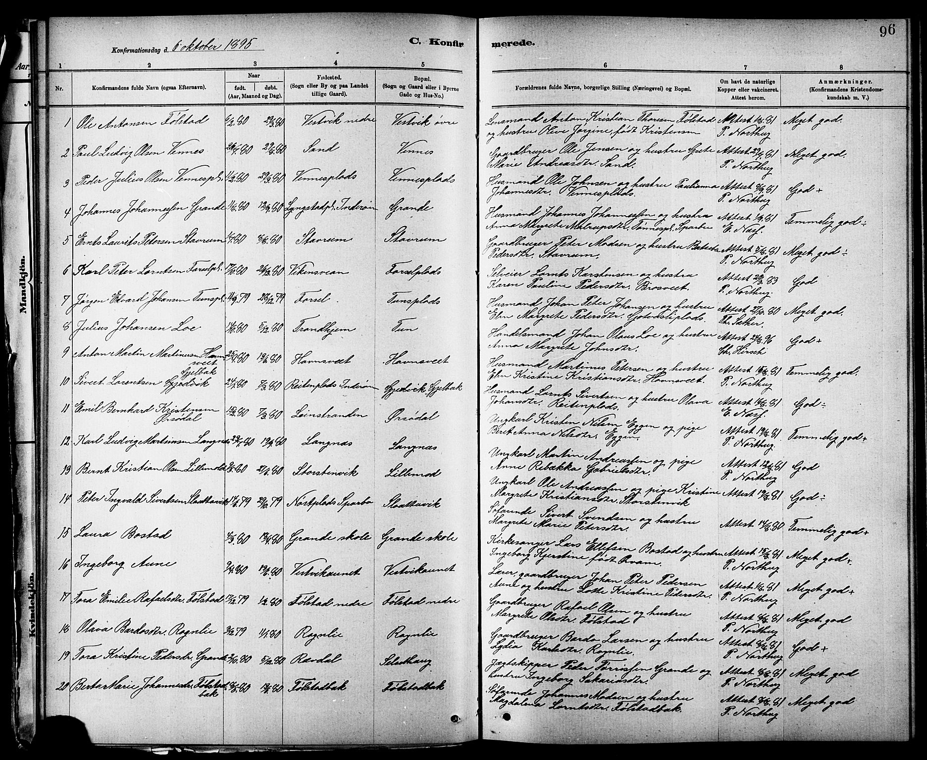 Ministerialprotokoller, klokkerbøker og fødselsregistre - Nord-Trøndelag, SAT/A-1458/744/L0423: Parish register (copy) no. 744C02, 1886-1905, p. 96