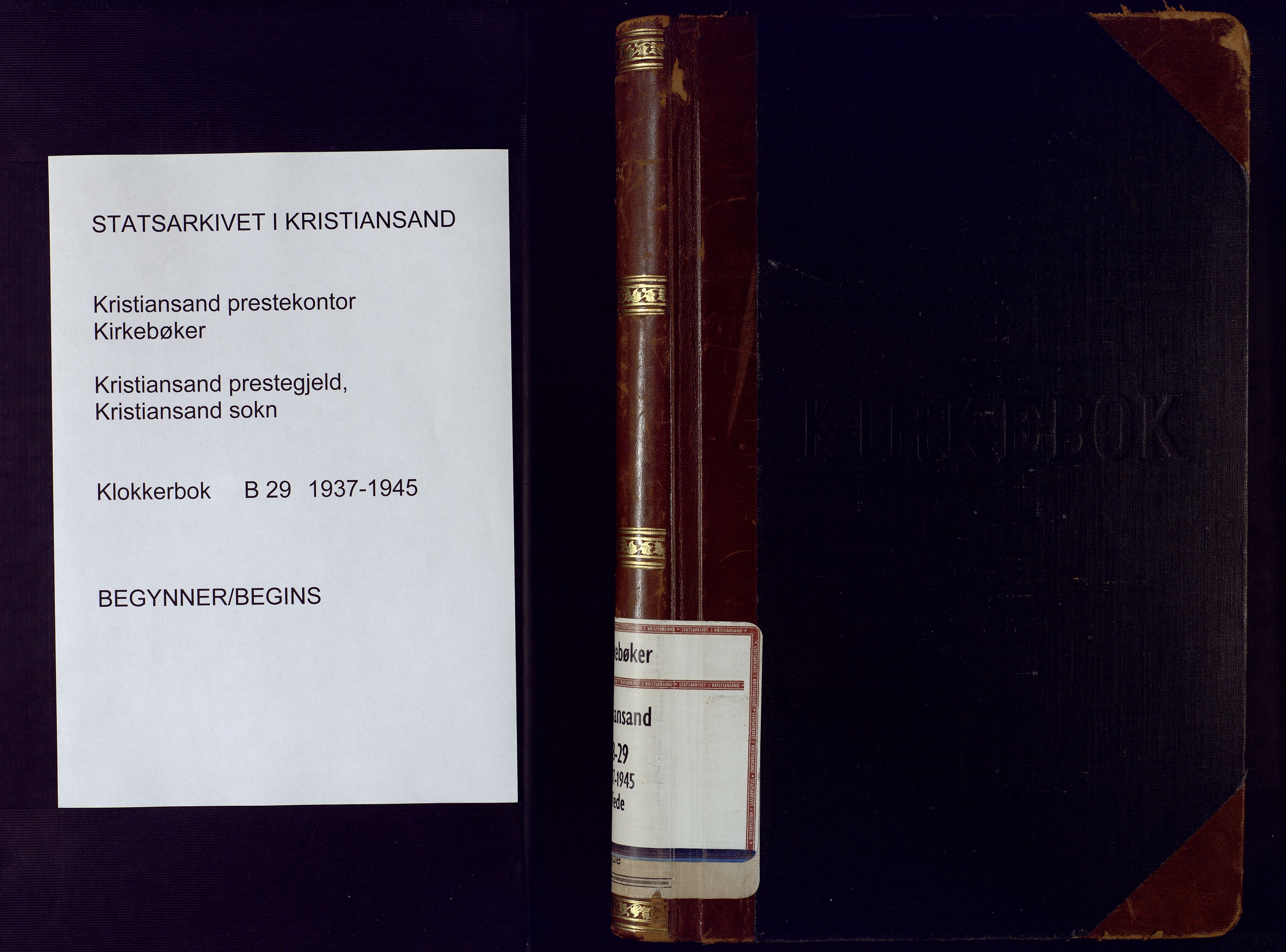 Kristiansand domprosti, SAK/1112-0006/F/Fb/L0029: Parish register (copy) no. B 29, 1937-1945