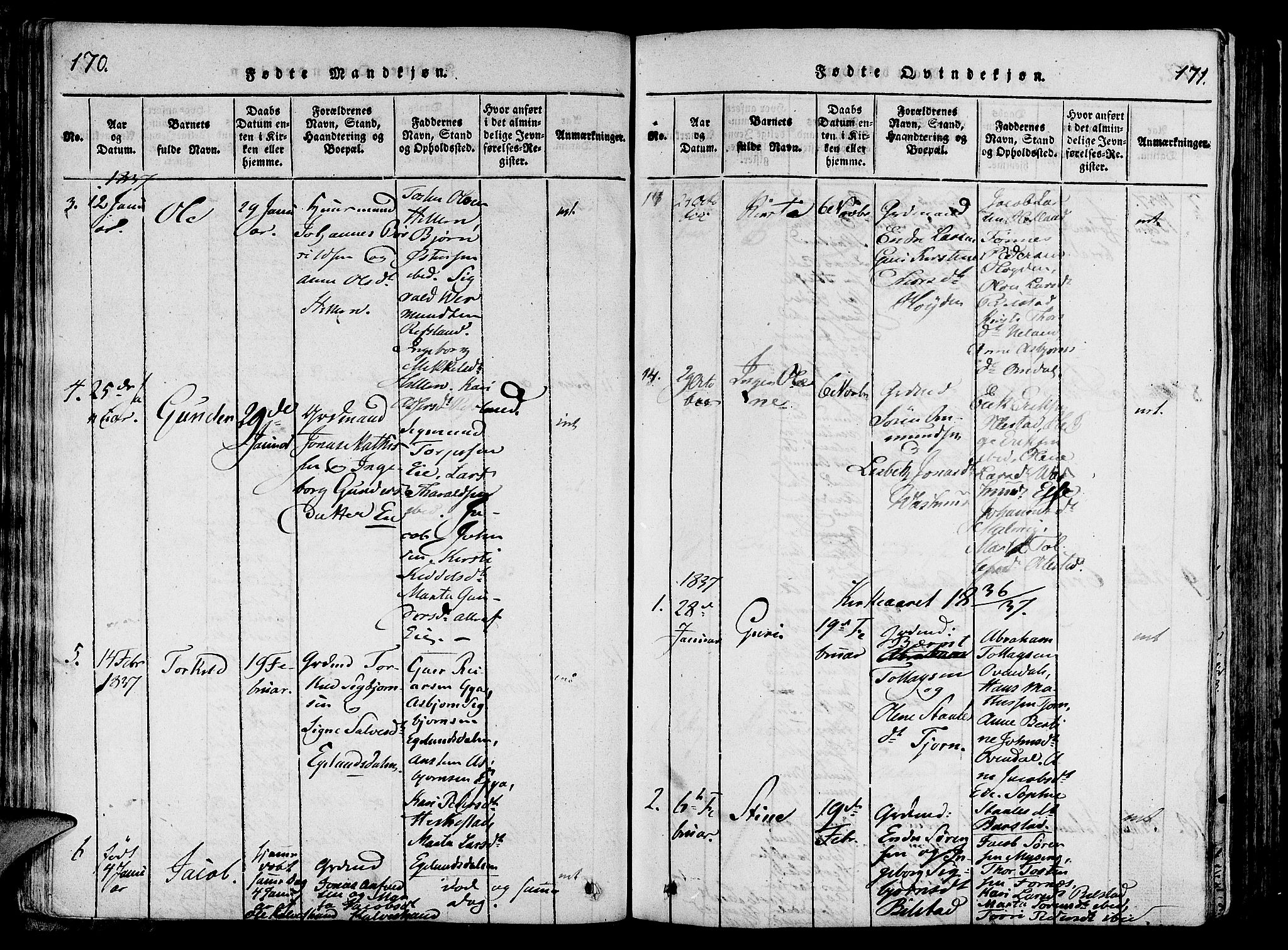 Lund sokneprestkontor, SAST/A-101809/S06/L0006: Parish register (official) no. A 6, 1816-1839, p. 170-171