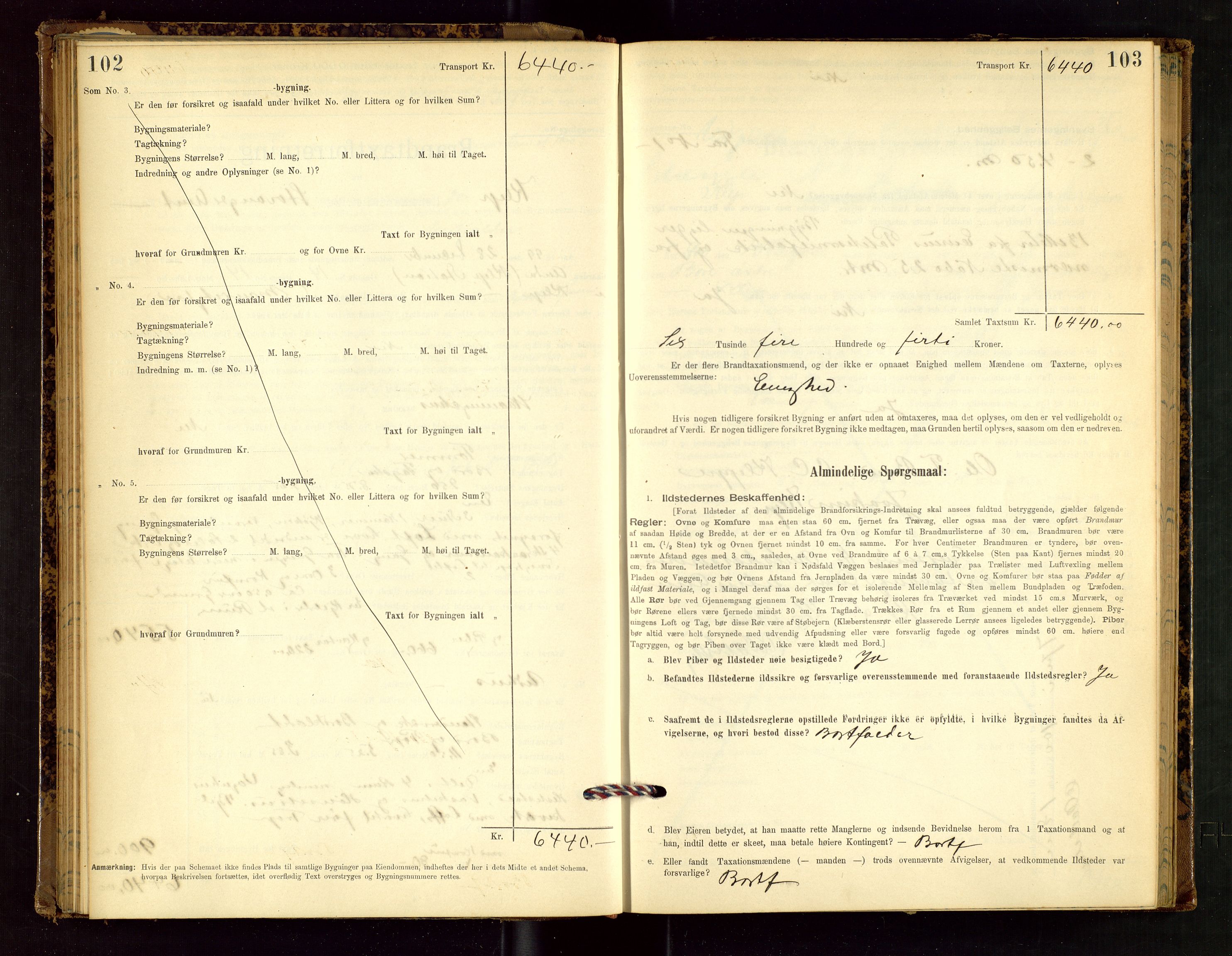 Klepp lensmannskontor, AV/SAST-A-100163/Goc/L0002: "Brandtaxationsprotokol" m/register, 1898-1902, p. 102-103