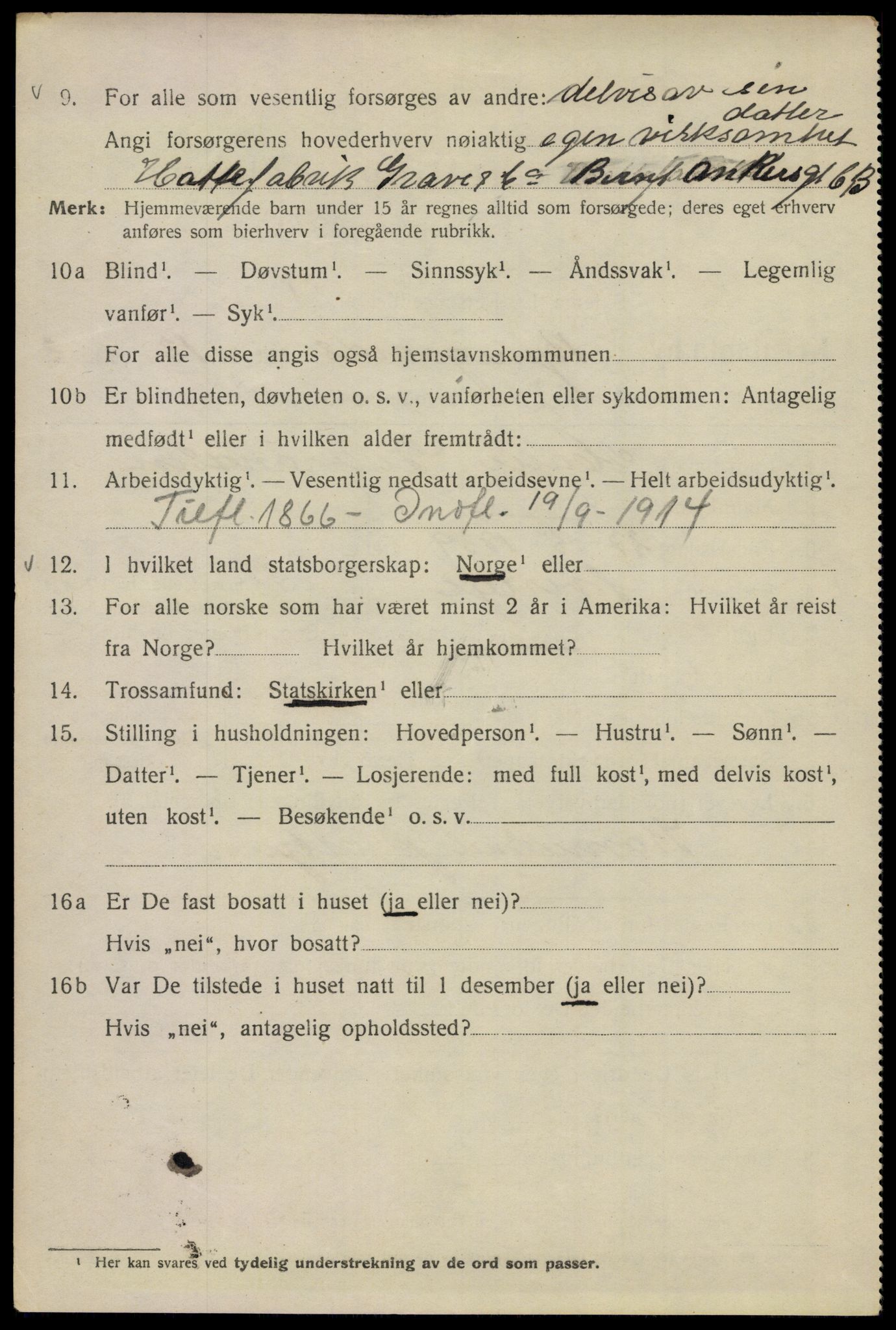 SAO, 1920 census for Kristiania, 1920, p. 159616