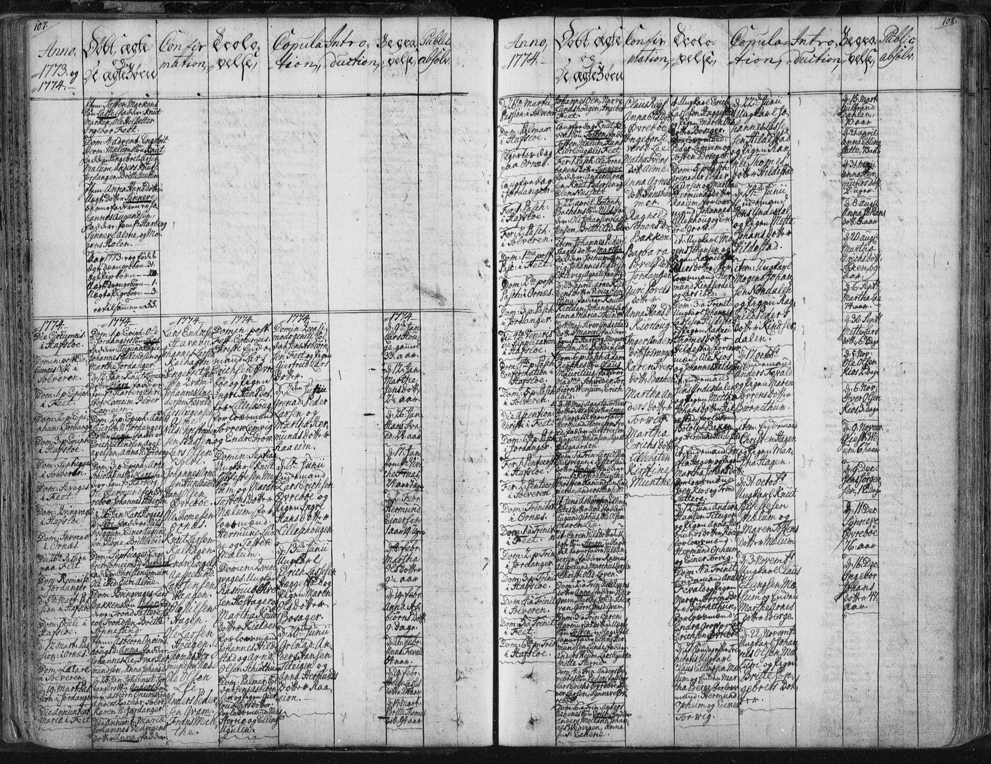 Hafslo sokneprestembete, AV/SAB-A-80301/H/Haa/Haaa/L0002: Parish register (official) no. A 2, 1755-1806, p. 107-108