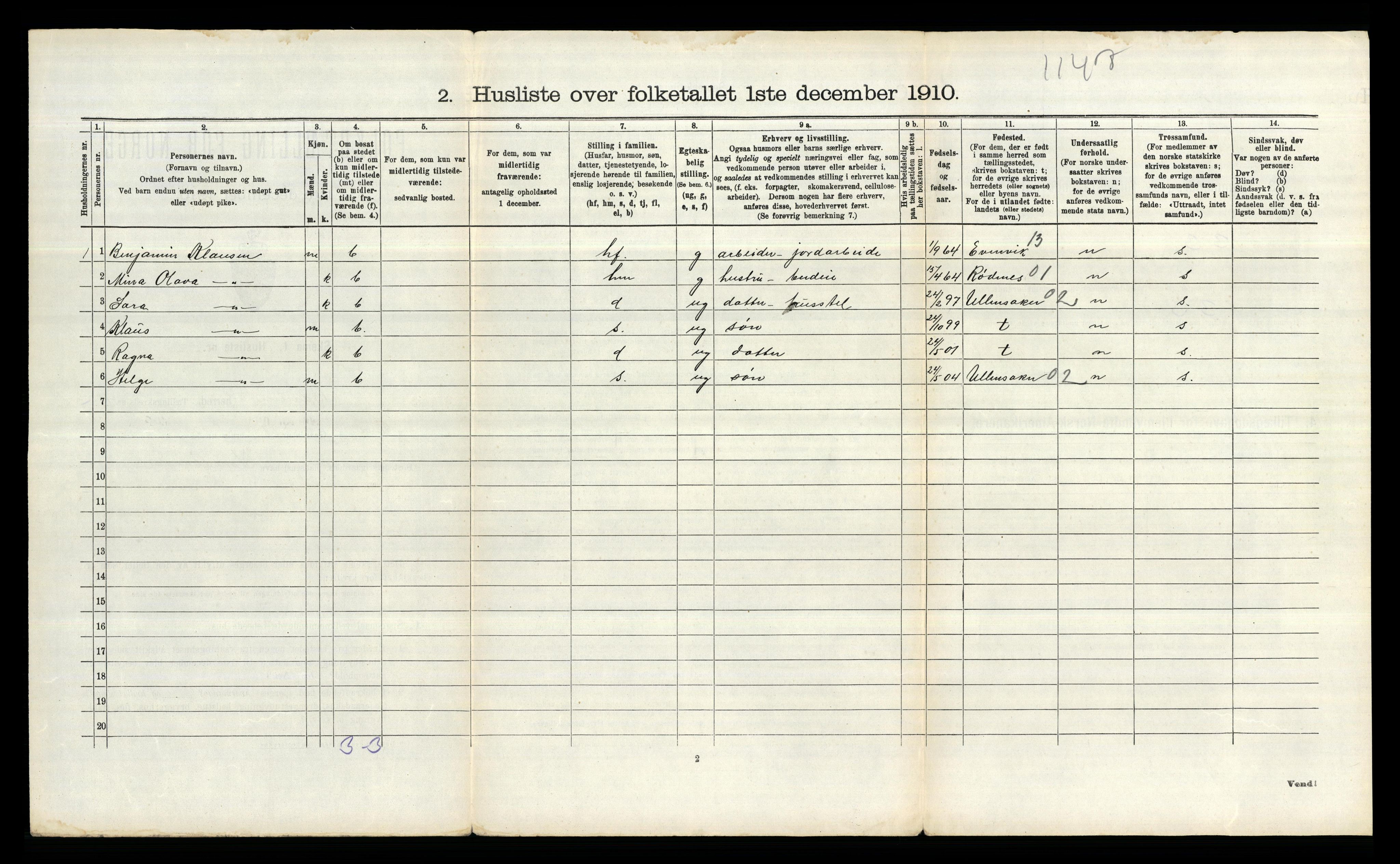 RA, 1910 census for Bærum, 1910, p. 2900