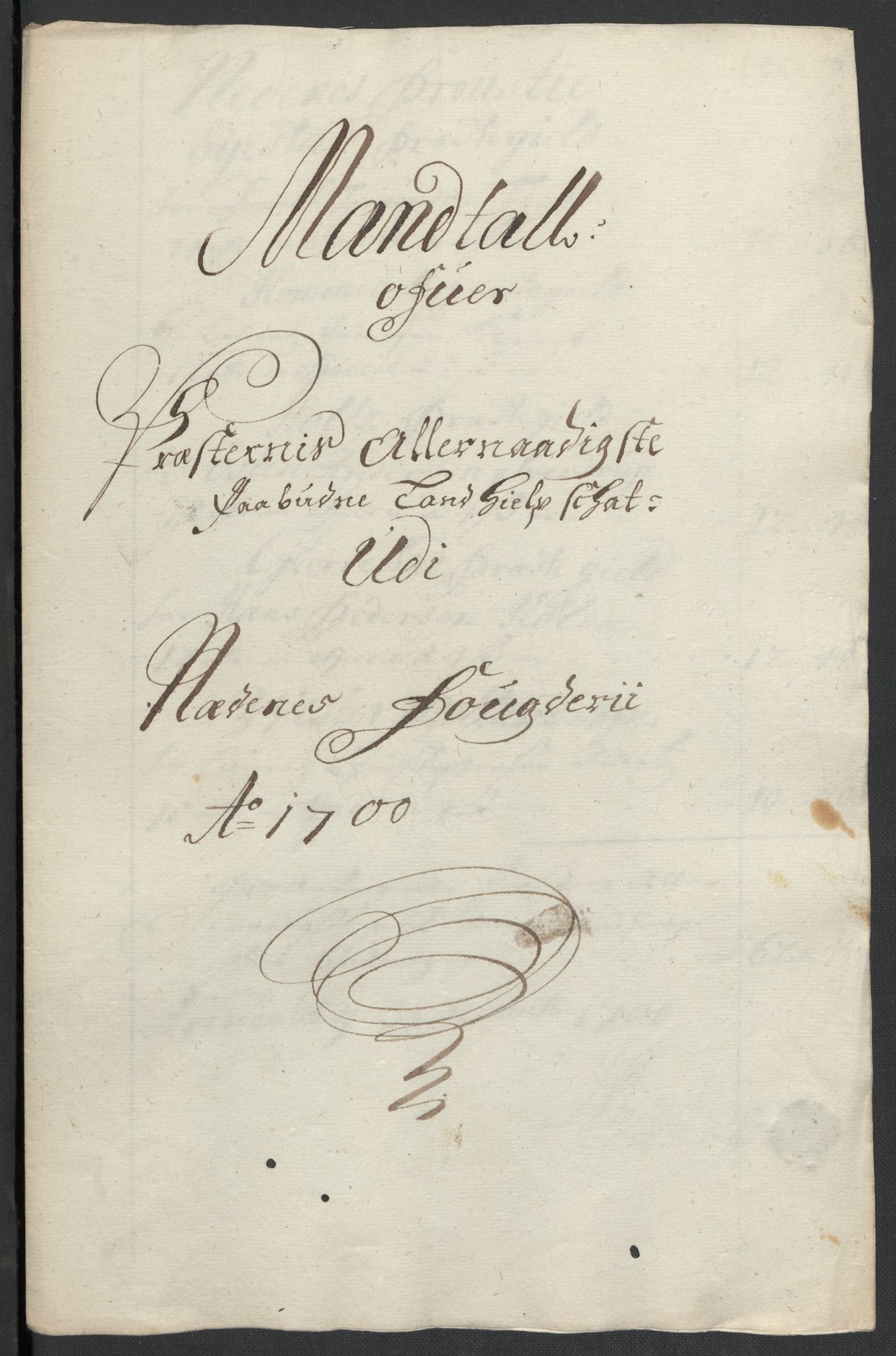 Rentekammeret inntil 1814, Reviderte regnskaper, Fogderegnskap, AV/RA-EA-4092/R39/L2315: Fogderegnskap Nedenes, 1700-1701, p. 75