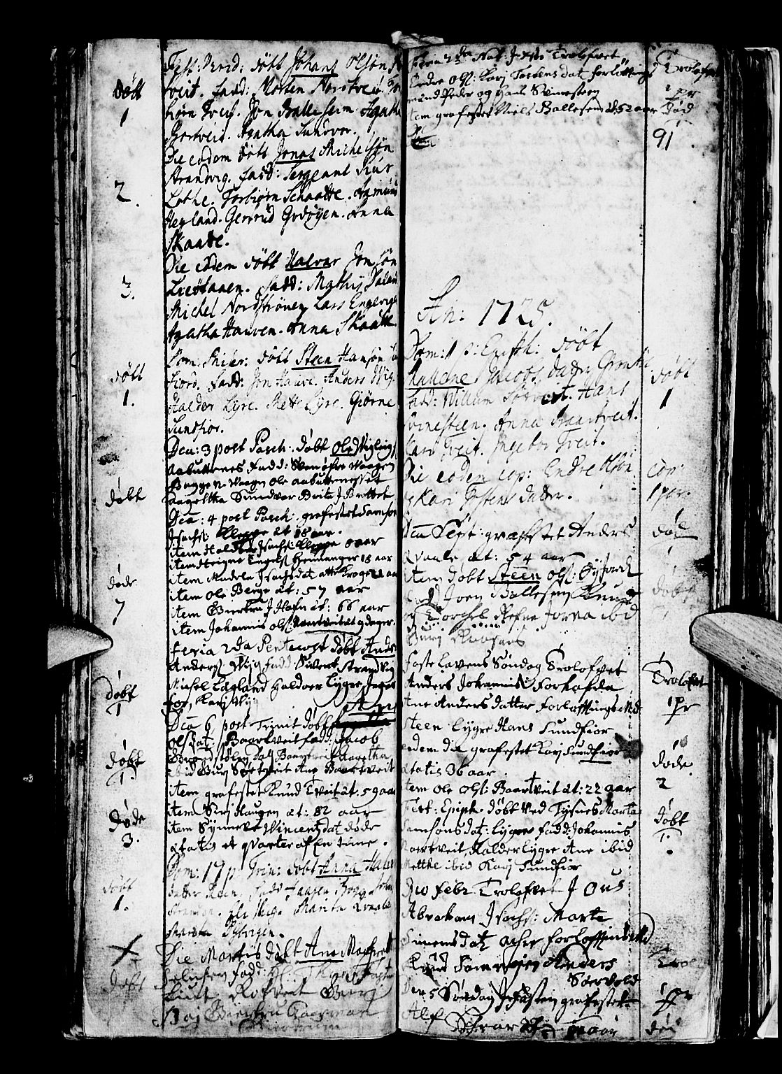 Os sokneprestembete, SAB/A-99929: Parish register (official) no. A 5, 1669-1760, p. 91