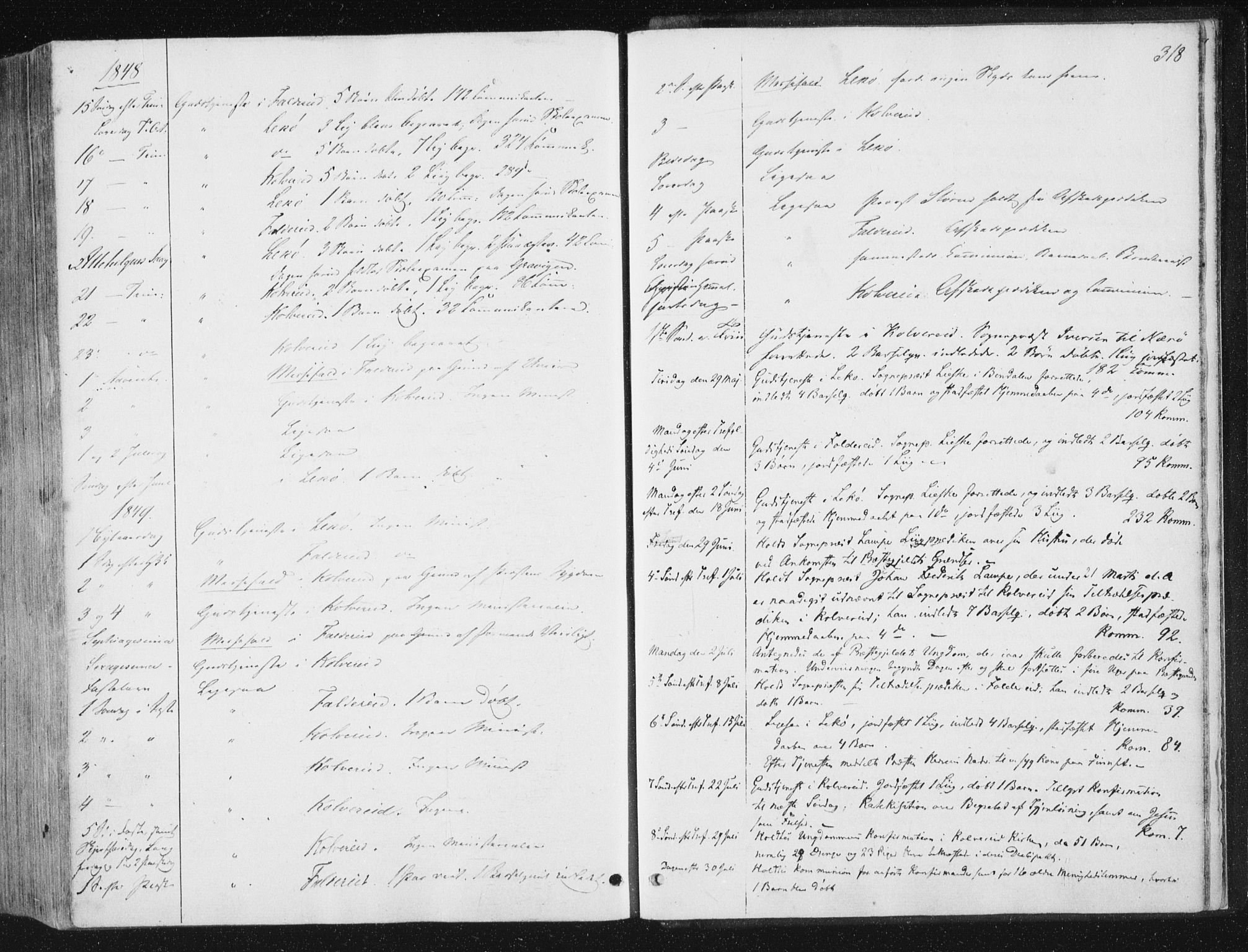 Ministerialprotokoller, klokkerbøker og fødselsregistre - Nord-Trøndelag, SAT/A-1458/780/L0640: Parish register (official) no. 780A05, 1845-1856, p. 318