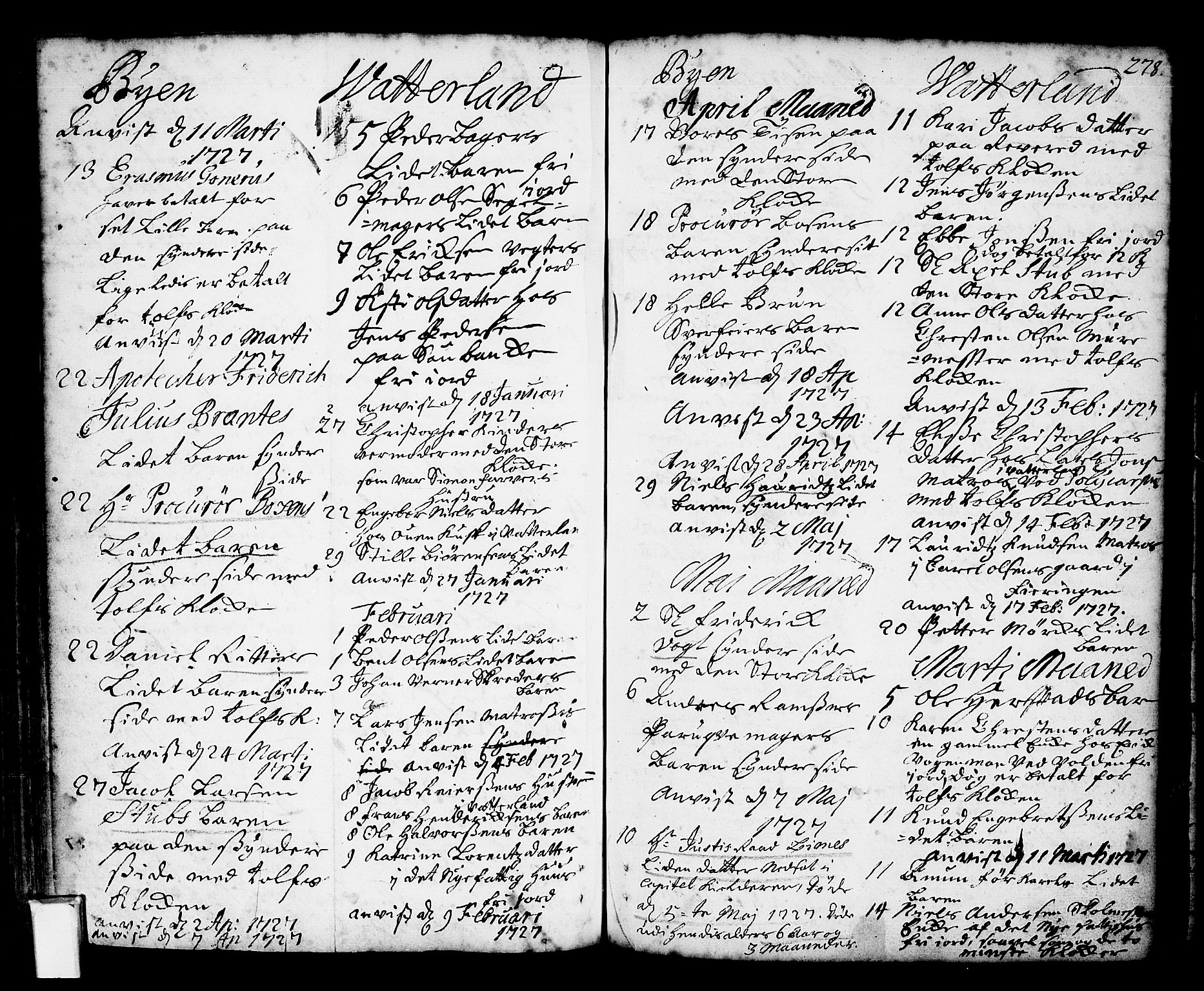 Oslo domkirke Kirkebøker, AV/SAO-A-10752/F/Fa/L0002: Parish register (official) no. 2, 1705-1730, p. 278