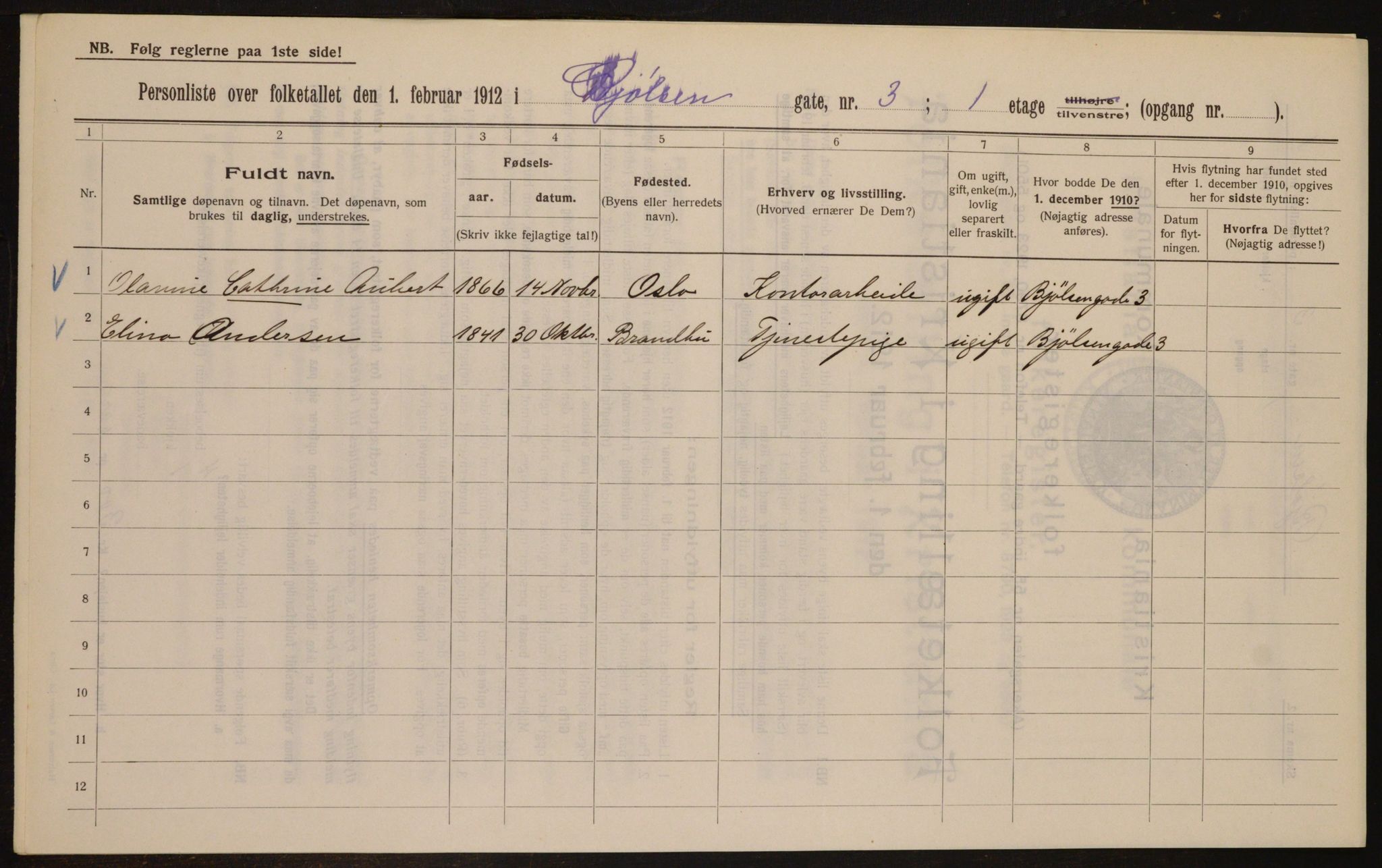 OBA, Municipal Census 1912 for Kristiania, 1912, p. 6302