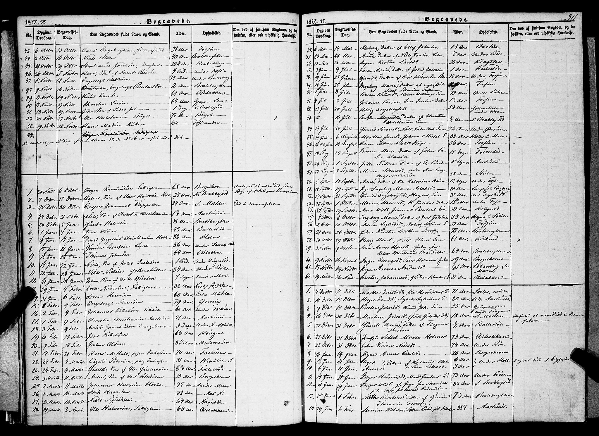 Gjerpen kirkebøker, SAKO/A-265/F/Fa/L0007b: Parish register (official) no. I 7B, 1834-1857, p. 311