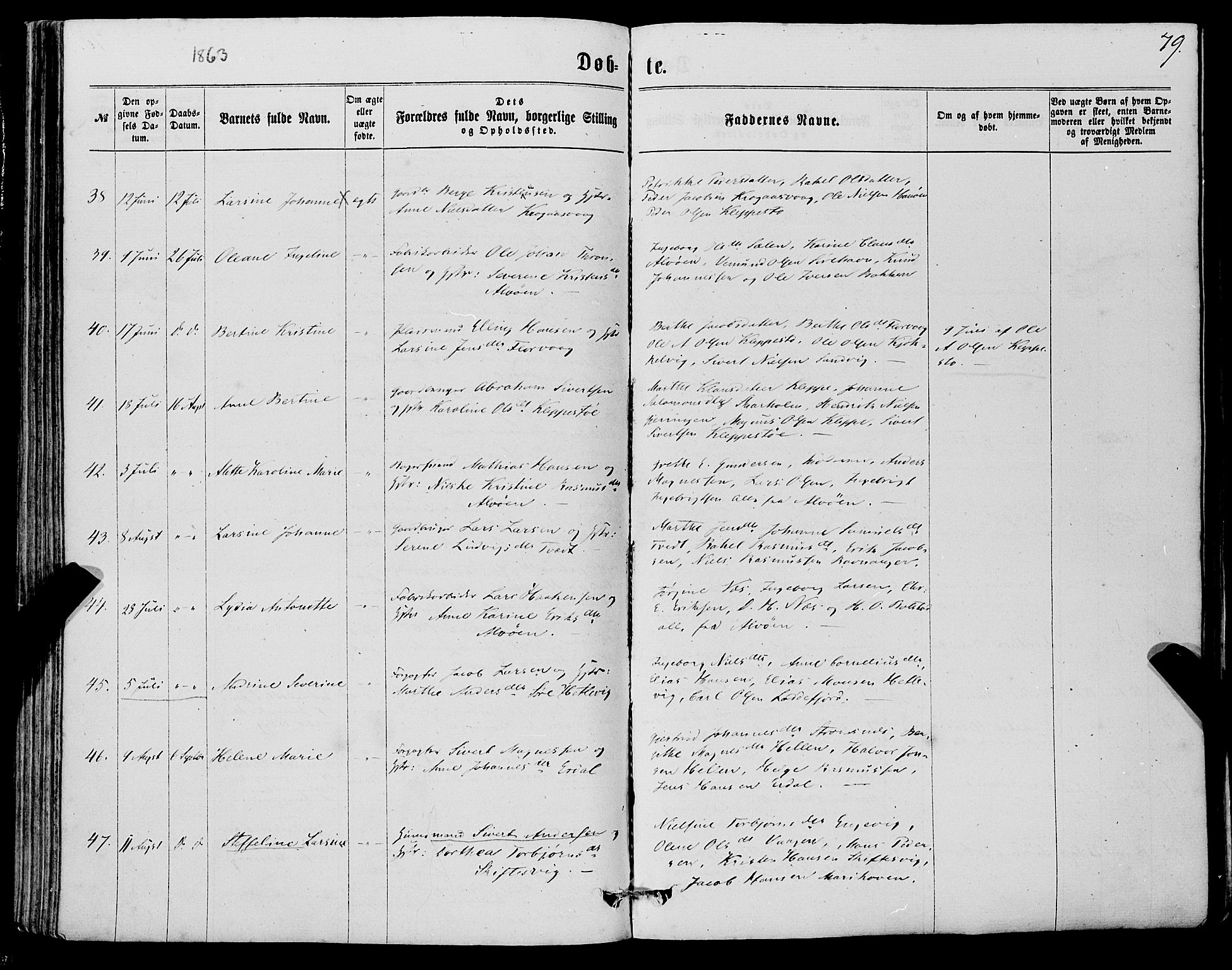 Askøy Sokneprestembete, SAB/A-74101/H/Ha/Haa/Haaa/L0009: Parish register (official) no. A 9, 1863-1877, p. 79
