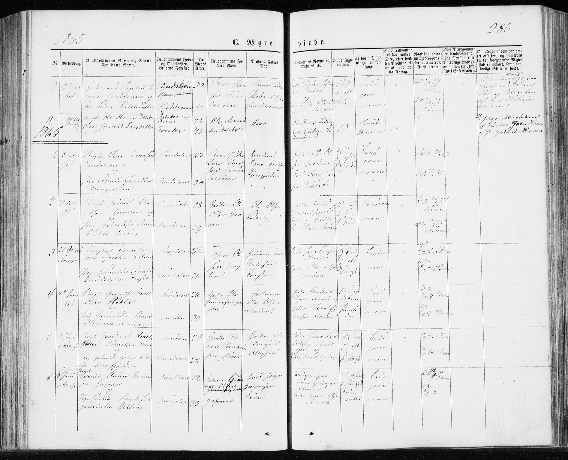 Ministerialprotokoller, klokkerbøker og fødselsregistre - Møre og Romsdal, AV/SAT-A-1454/590/L1013: Parish register (official) no. 590A05, 1847-1877, p. 286