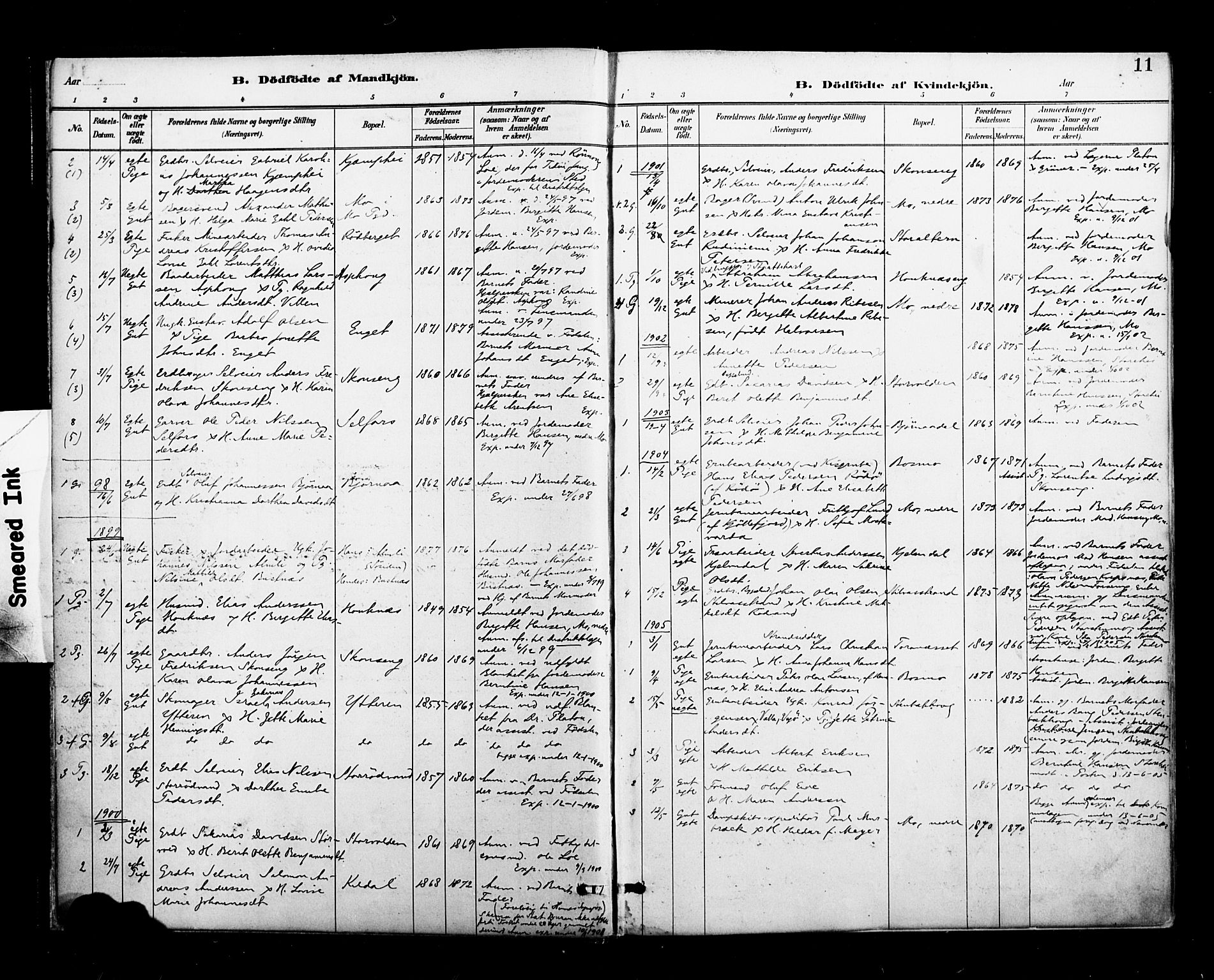 Ministerialprotokoller, klokkerbøker og fødselsregistre - Nordland, SAT/A-1459/827/L0401: Parish register (official) no. 827A13, 1887-1905, p. 11