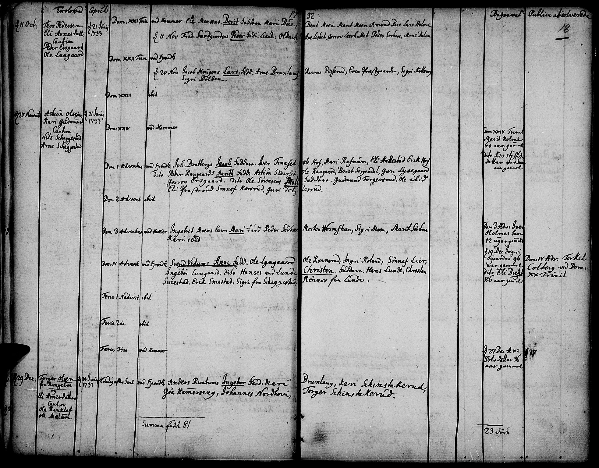 Fåberg prestekontor, AV/SAH-PREST-086/H/Ha/Haa/L0001: Parish register (official) no. 1, 1727-1775, p. 18