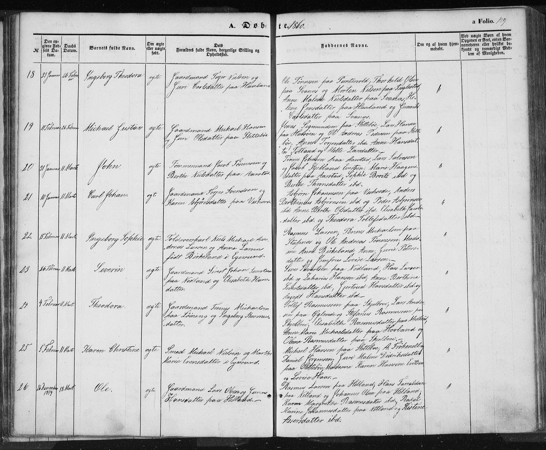 Eigersund sokneprestkontor, AV/SAST-A-101807/S08/L0012: Parish register (official) no. A 12.1, 1850-1865, p. 129