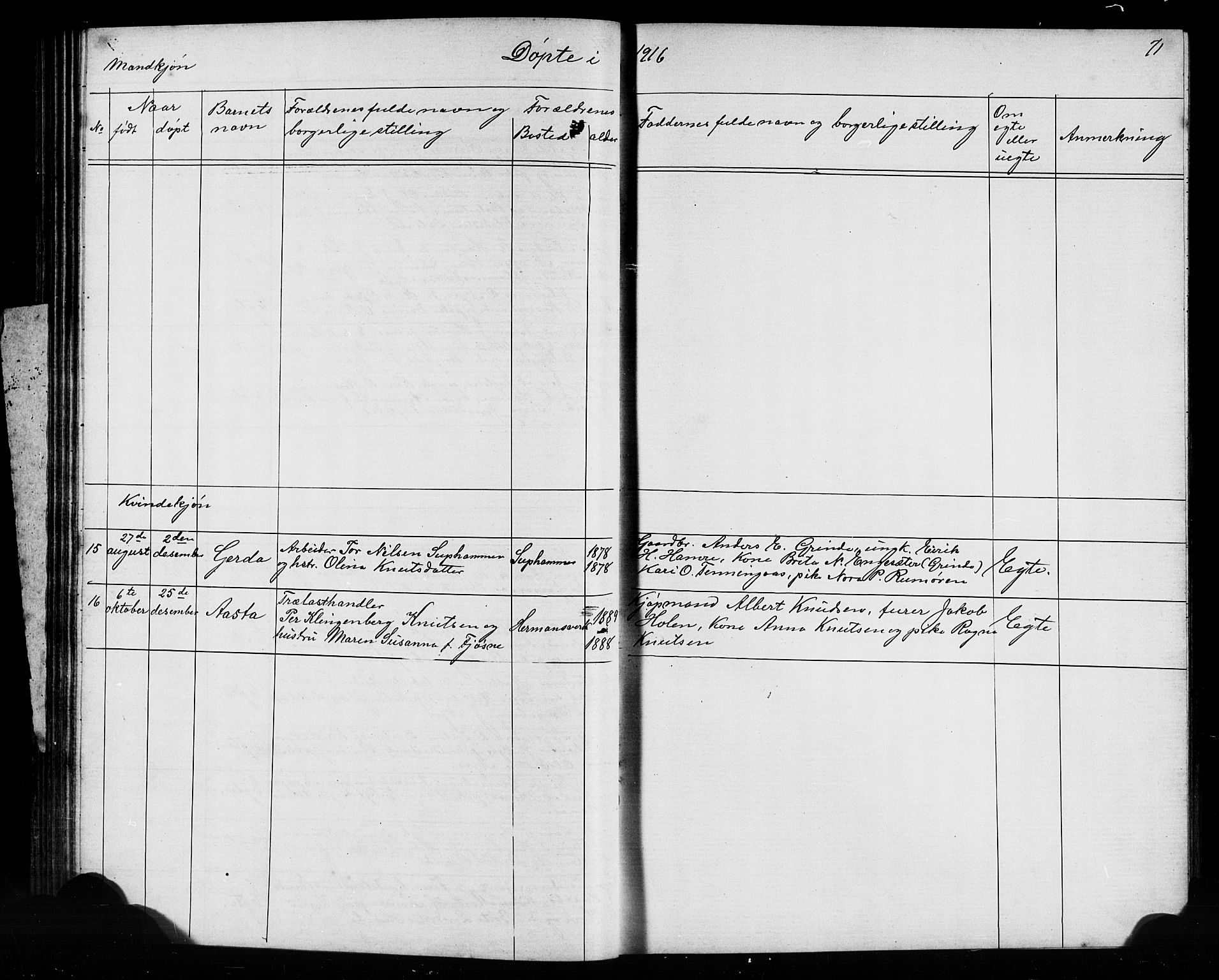 Leikanger sokneprestembete, SAB/A-81001: Parish register (copy) no. A 1, 1873-1916, p. 71