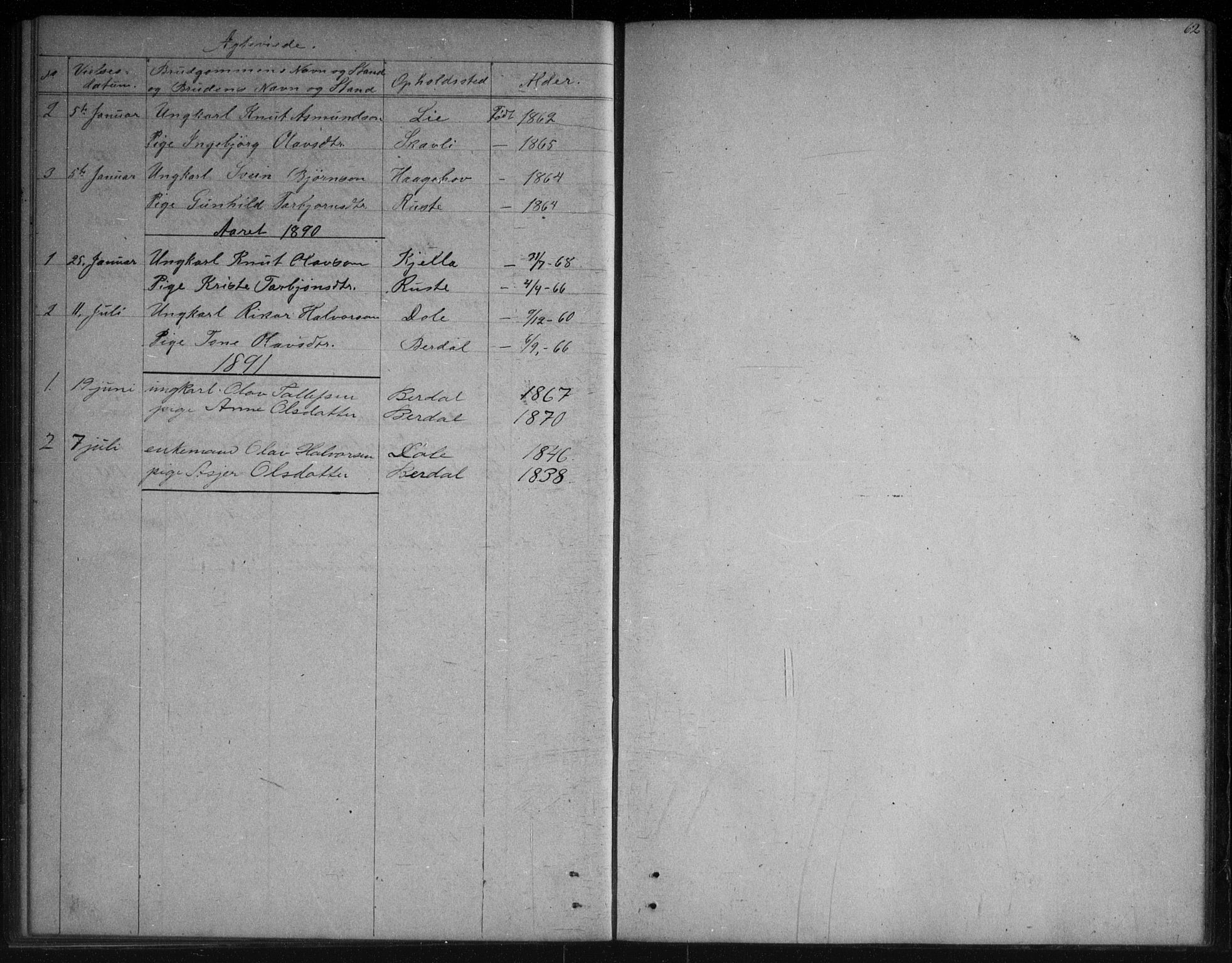 Vinje kirkebøker, SAKO/A-312/G/Gb/L0002: Parish register (copy) no. II 2, 1849-1891, p. 62