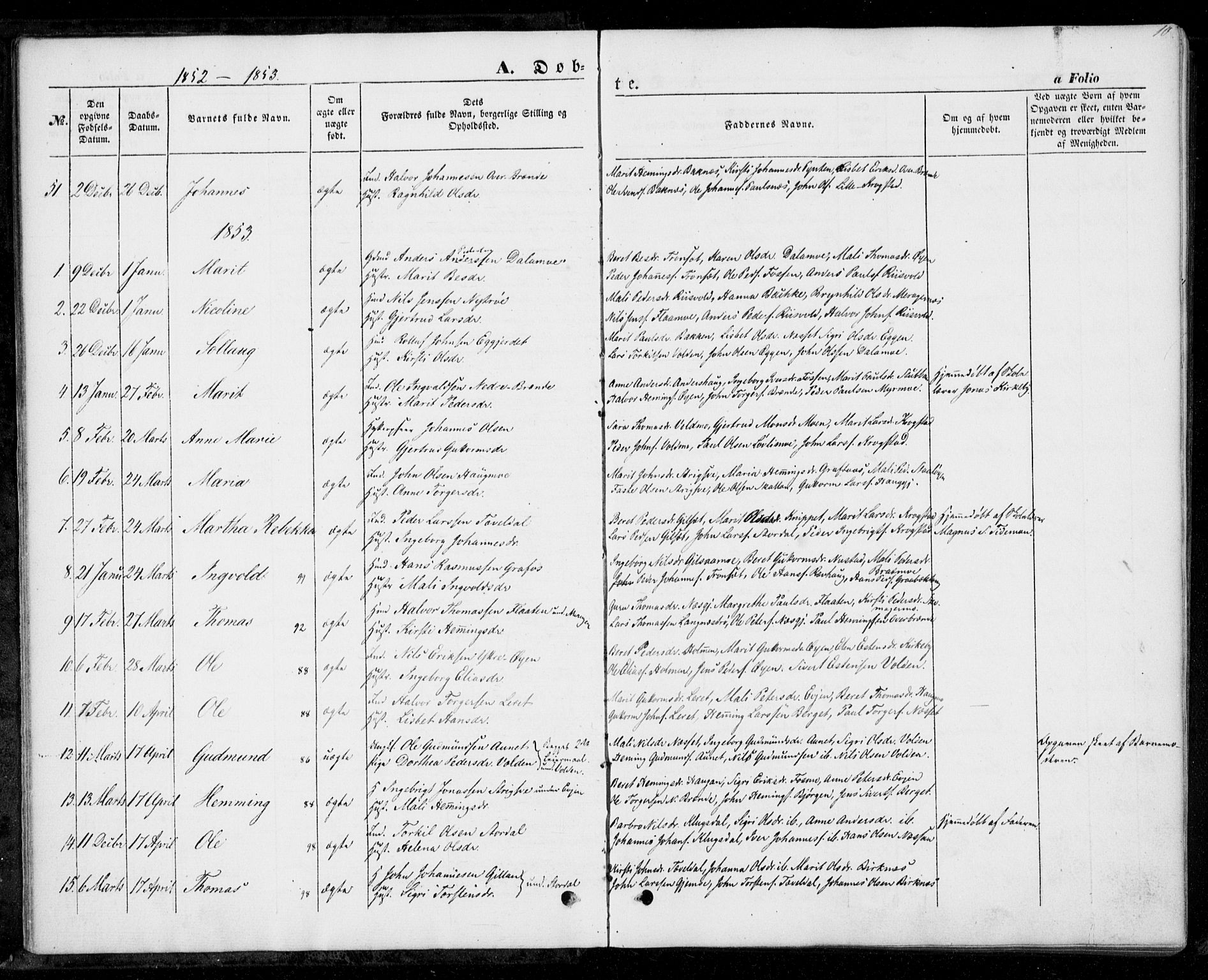 Ministerialprotokoller, klokkerbøker og fødselsregistre - Nord-Trøndelag, SAT/A-1458/706/L0040: Parish register (official) no. 706A01, 1850-1861, p. 10