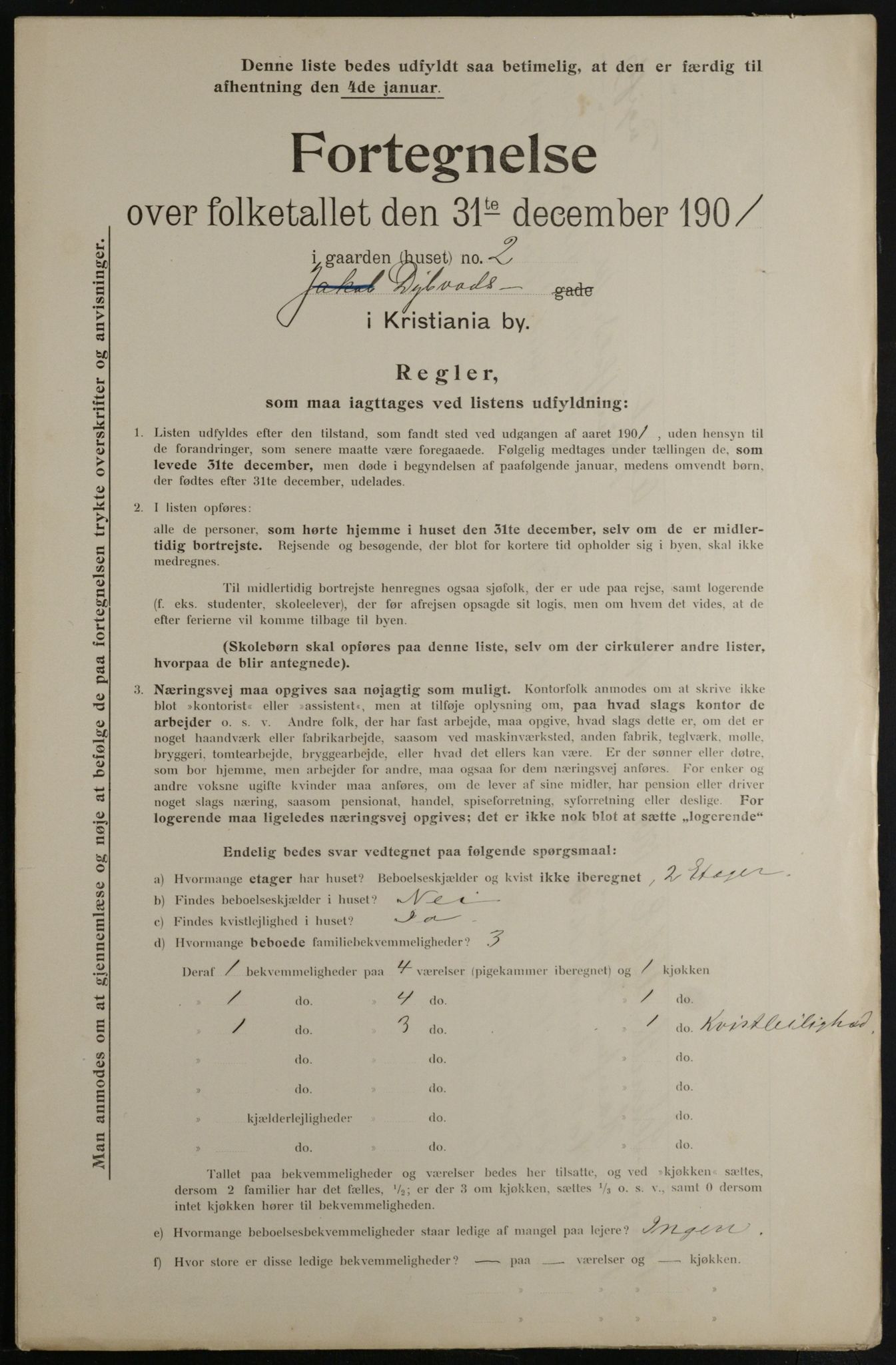 OBA, Municipal Census 1901 for Kristiania, 1901, p. 2839