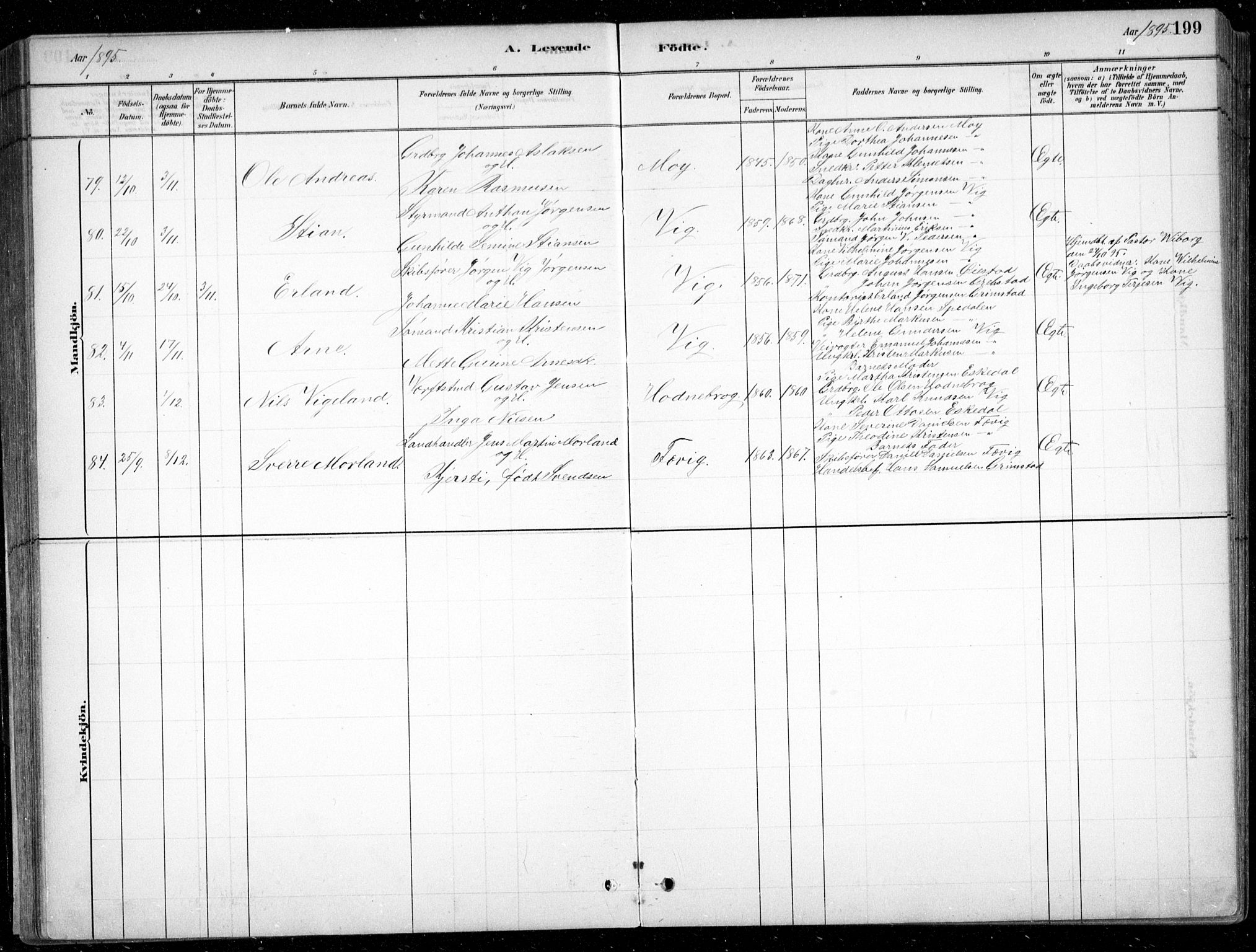 Fjære sokneprestkontor, AV/SAK-1111-0011/F/Fb/L0011: Parish register (copy) no. B 11, 1881-1905, p. 199