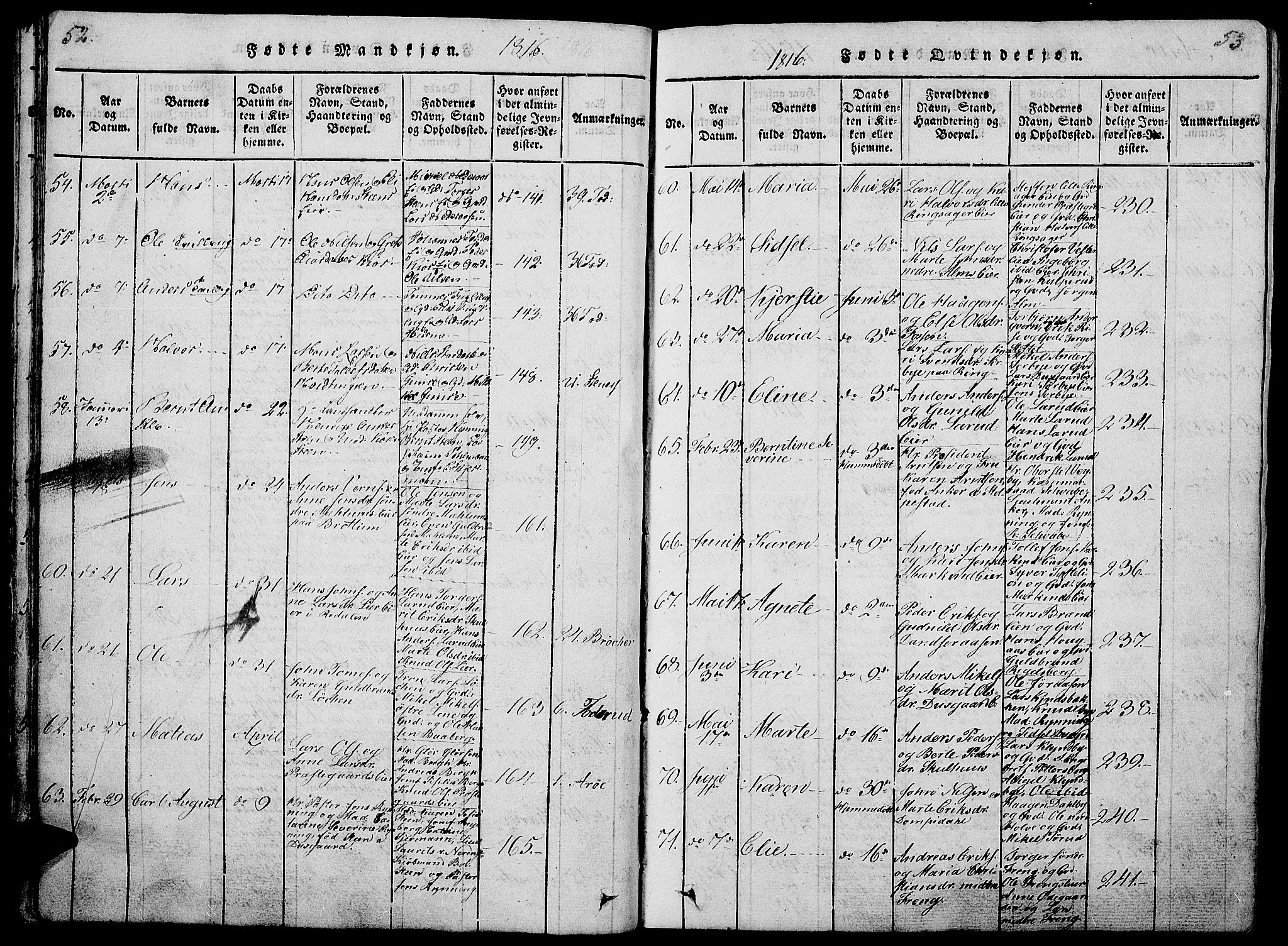 Ringsaker prestekontor, AV/SAH-PREST-014/L/La/L0001: Parish register (copy) no. 1, 1814-1826, p. 52-53