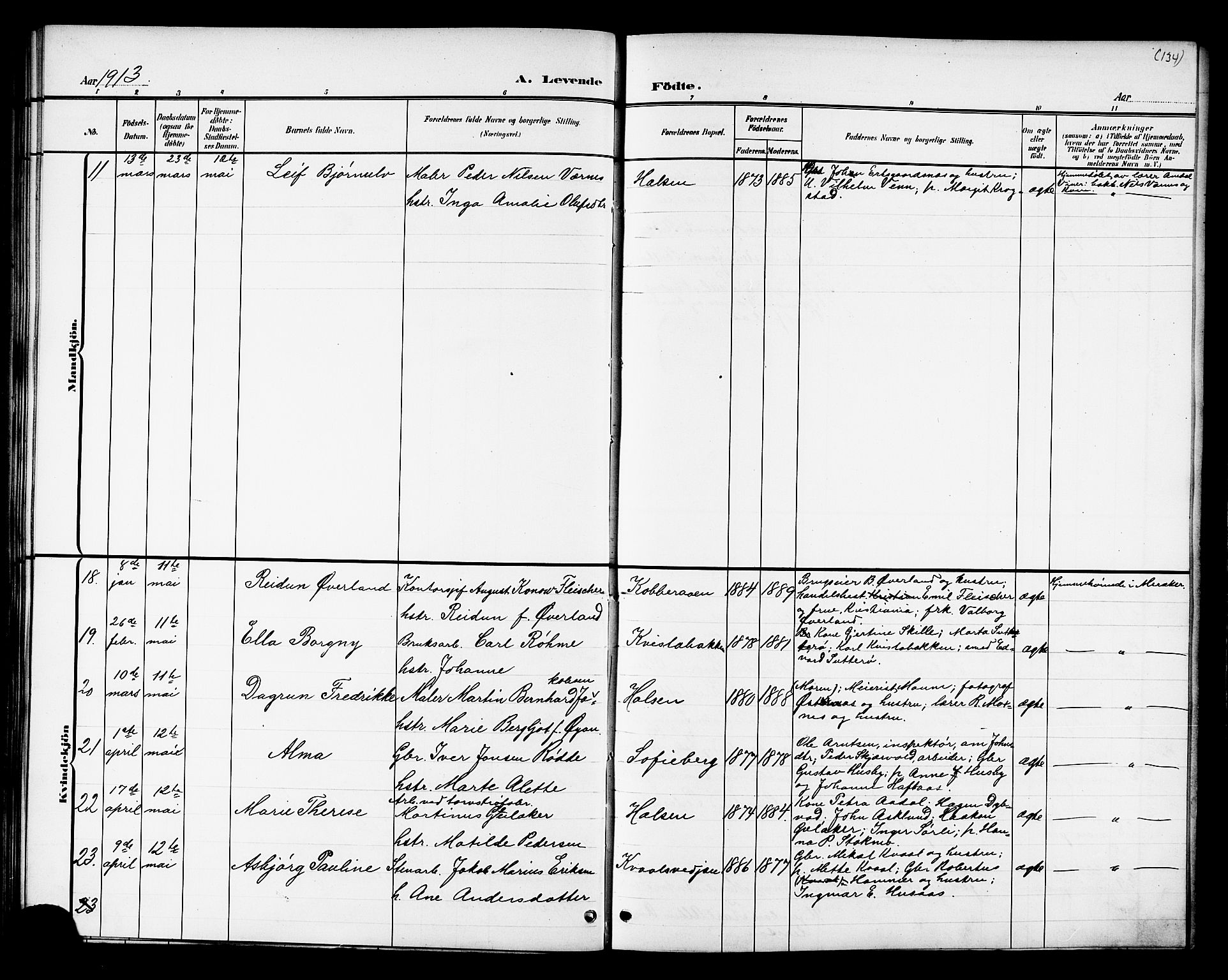 Ministerialprotokoller, klokkerbøker og fødselsregistre - Nord-Trøndelag, AV/SAT-A-1458/709/L0087: Parish register (copy) no. 709C01, 1892-1913, p. 134