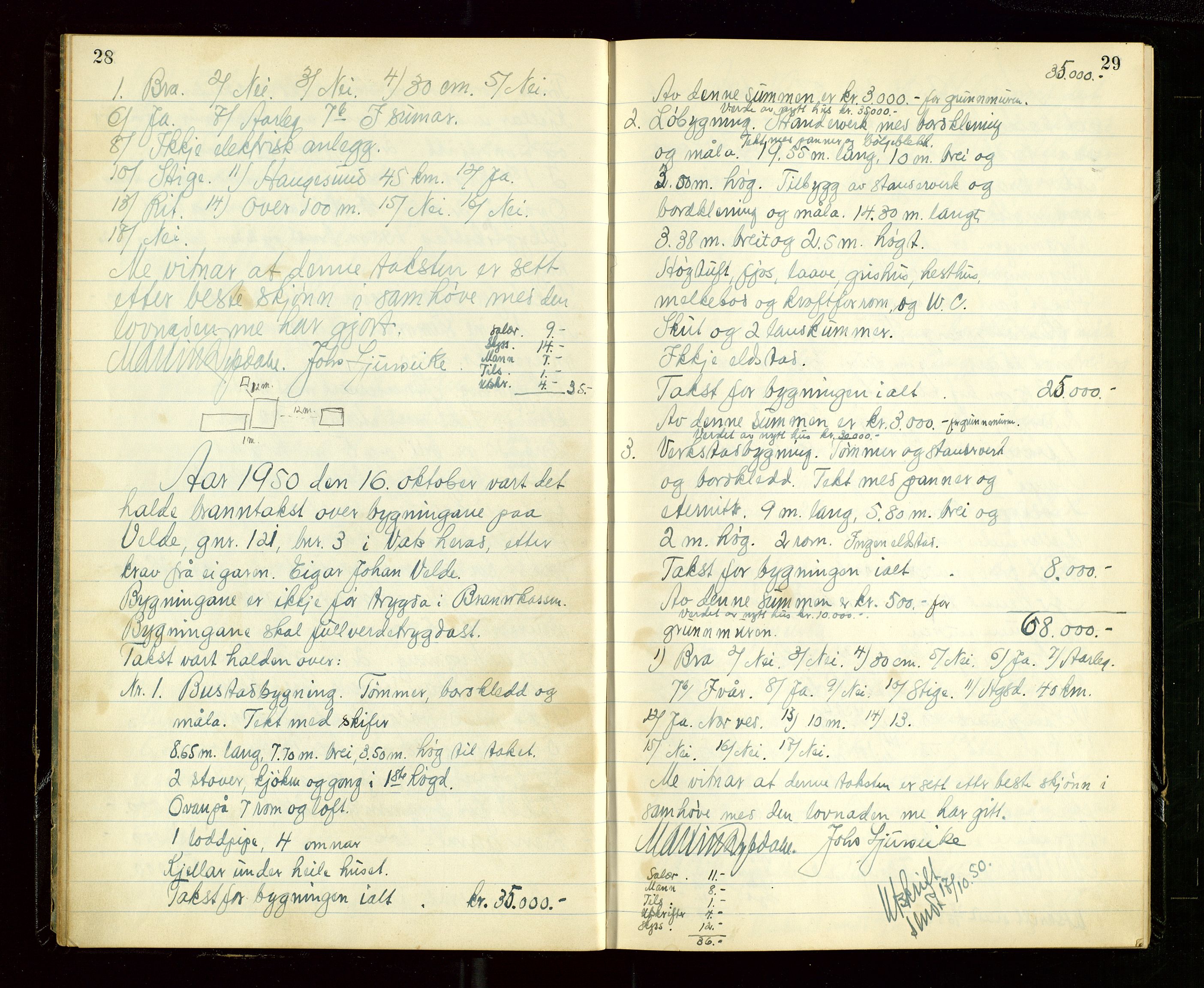 Skjold lensmannskontor, AV/SAST-A-100182/Goa/L0003: "Branntakstprotokoll for Skjold lensmannsdistrikt", 1949-1953, p. 28-29