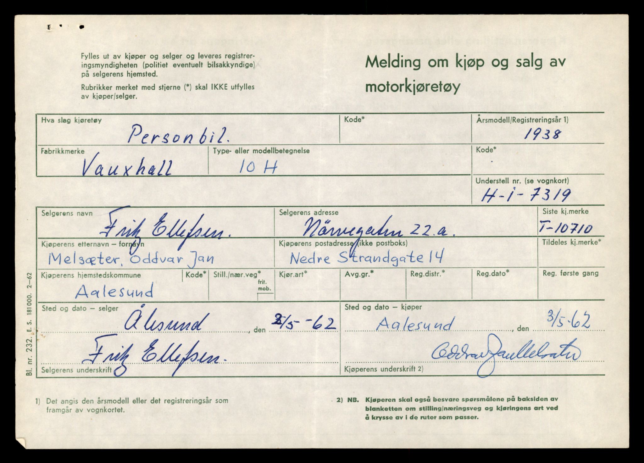 Møre og Romsdal vegkontor - Ålesund trafikkstasjon, SAT/A-4099/F/Fe/L0023: Registreringskort for kjøretøy T 10695 - T 10809, 1927-1998, p. 456