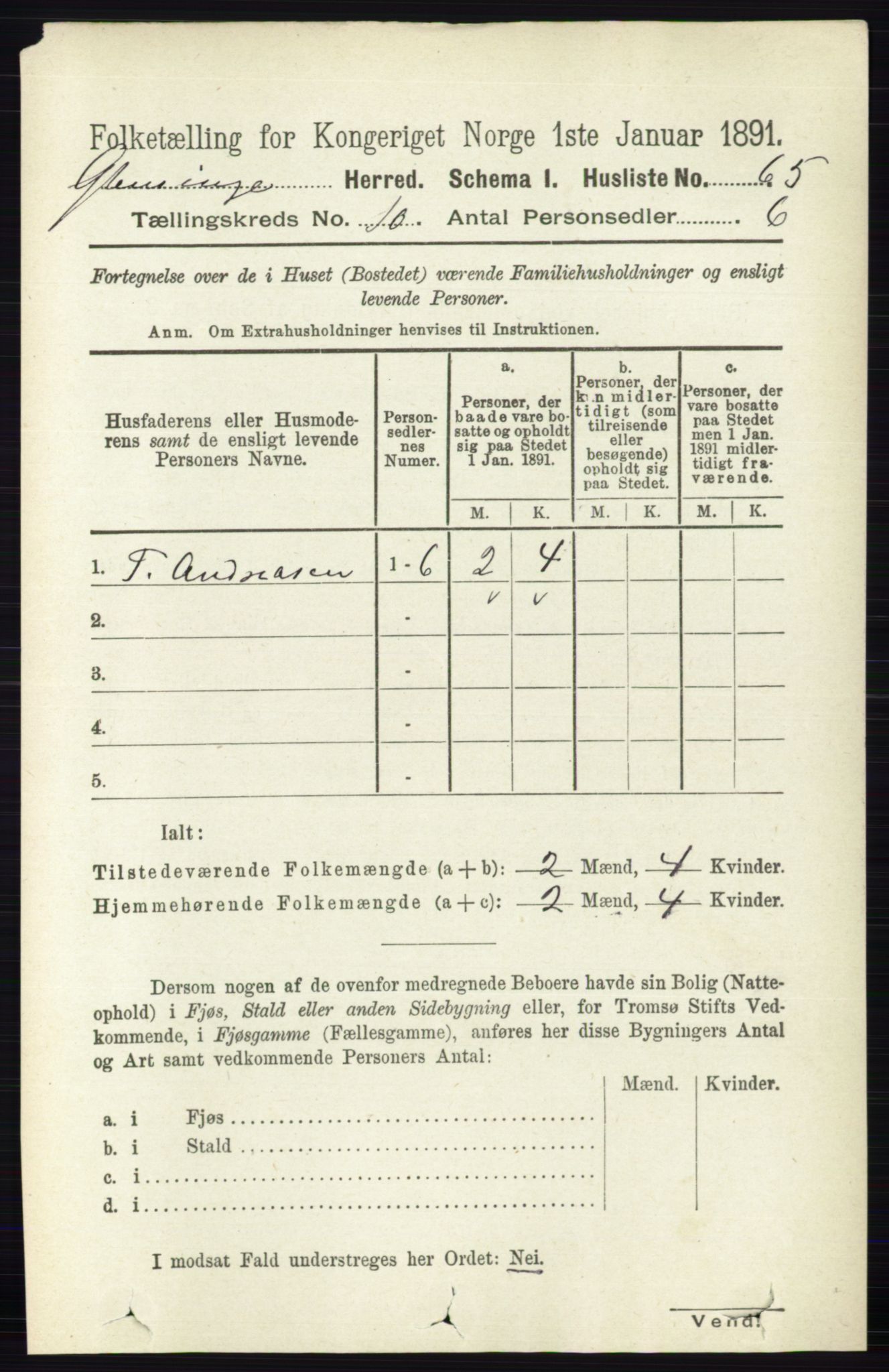 RA, 1891 census for 0132 Glemmen, 1891, p. 9965