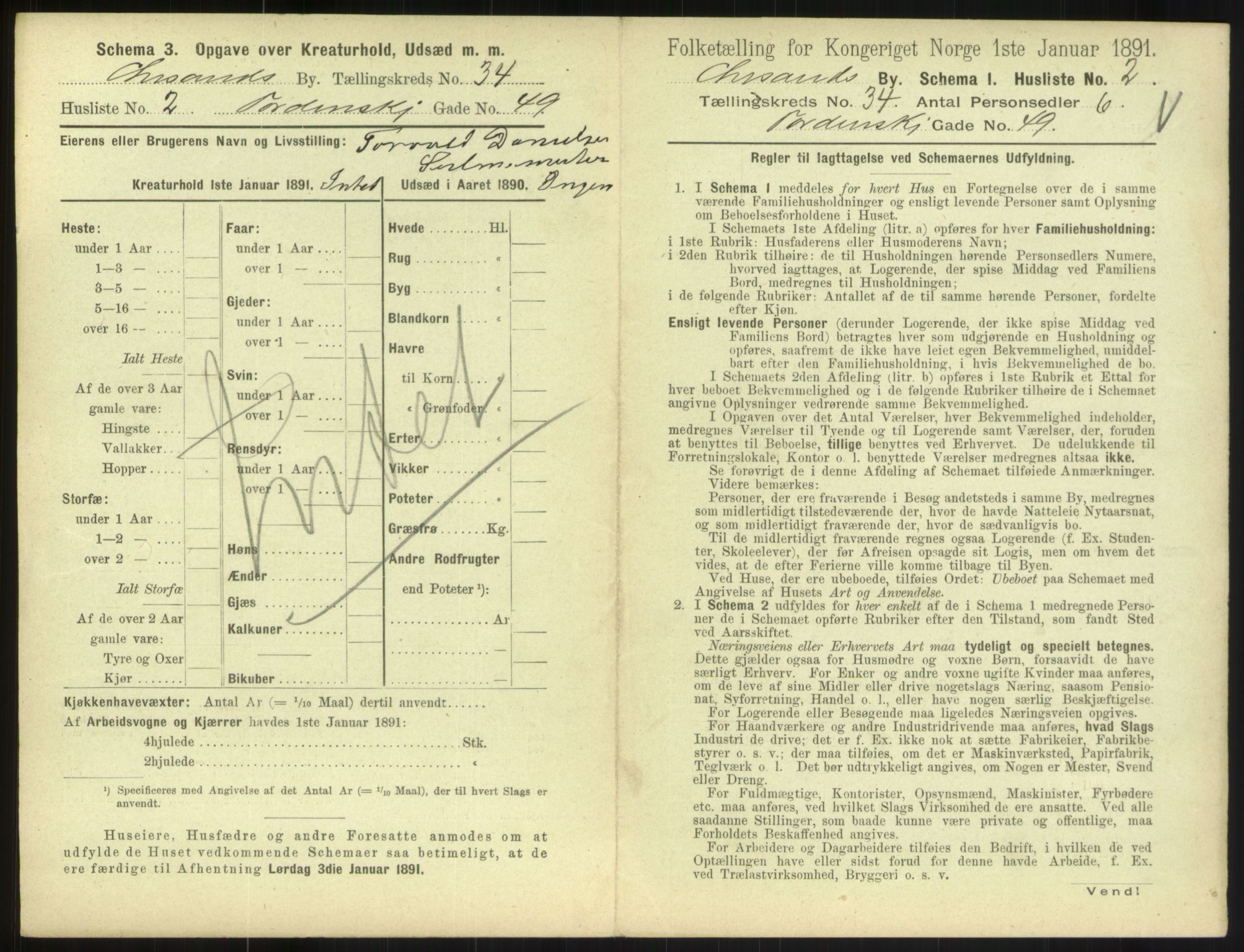 RA, 1891 census for 1001 Kristiansand, 1891, p. 1804