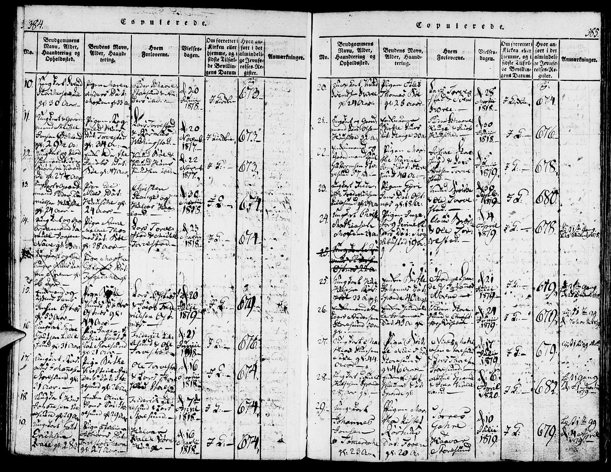 Torvastad sokneprestkontor, AV/SAST-A -101857/H/Ha/Haa/L0004: Parish register (official) no. A 3 /1, 1817-1836, p. 384-385