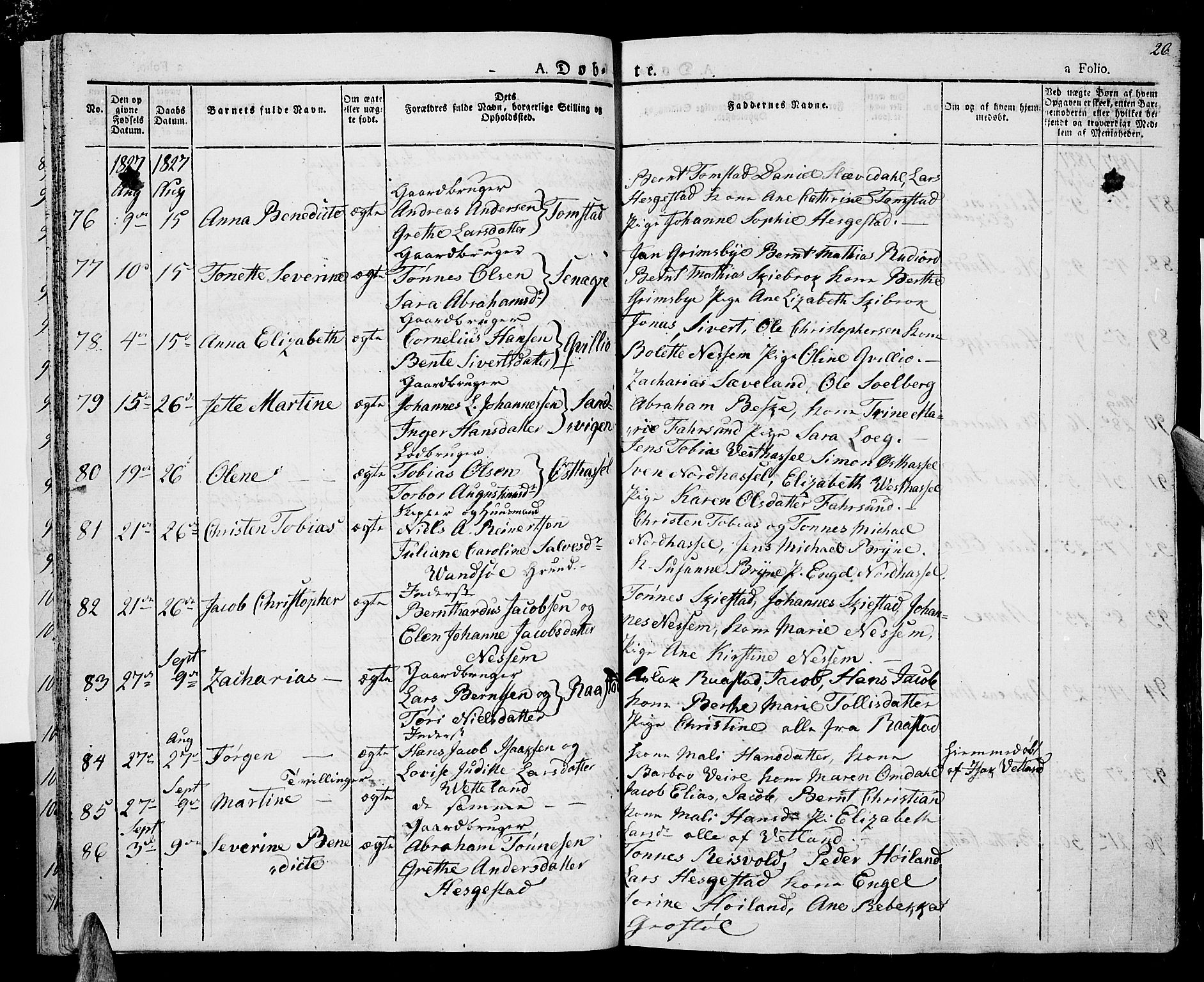 Lista sokneprestkontor, AV/SAK-1111-0027/F/Fa/L0008: Parish register (official) no. A 8, 1823-1835, p. 26