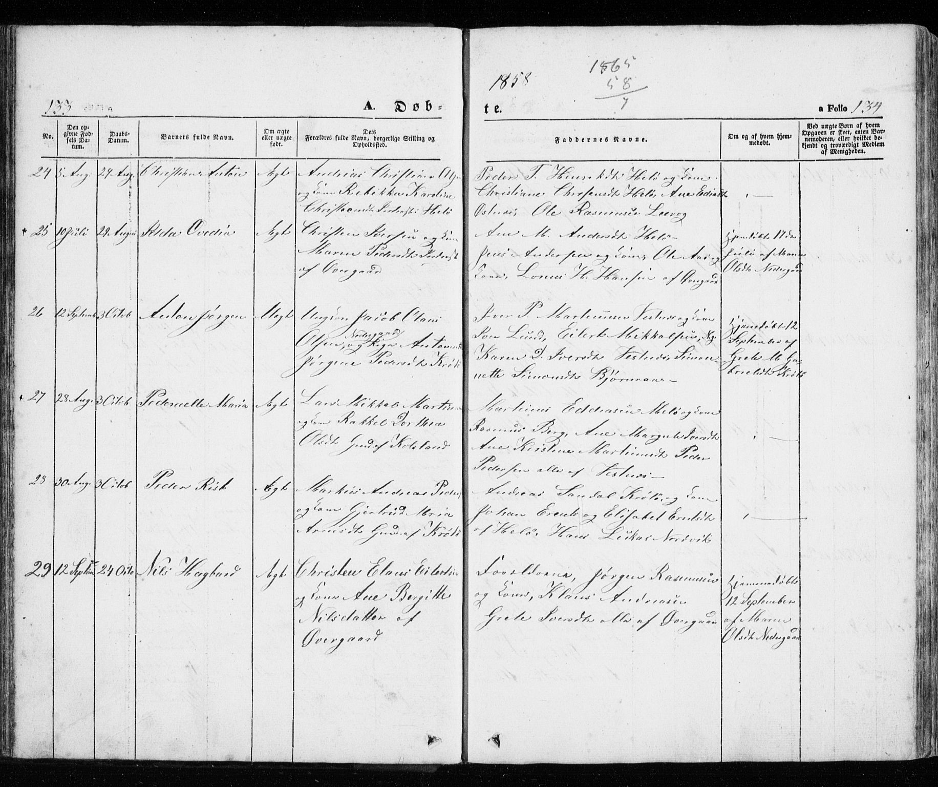 Trondenes sokneprestkontor, SATØ/S-1319/H/Ha/L0010kirke: Parish register (official) no. 10, 1840-1865, p. 133-134