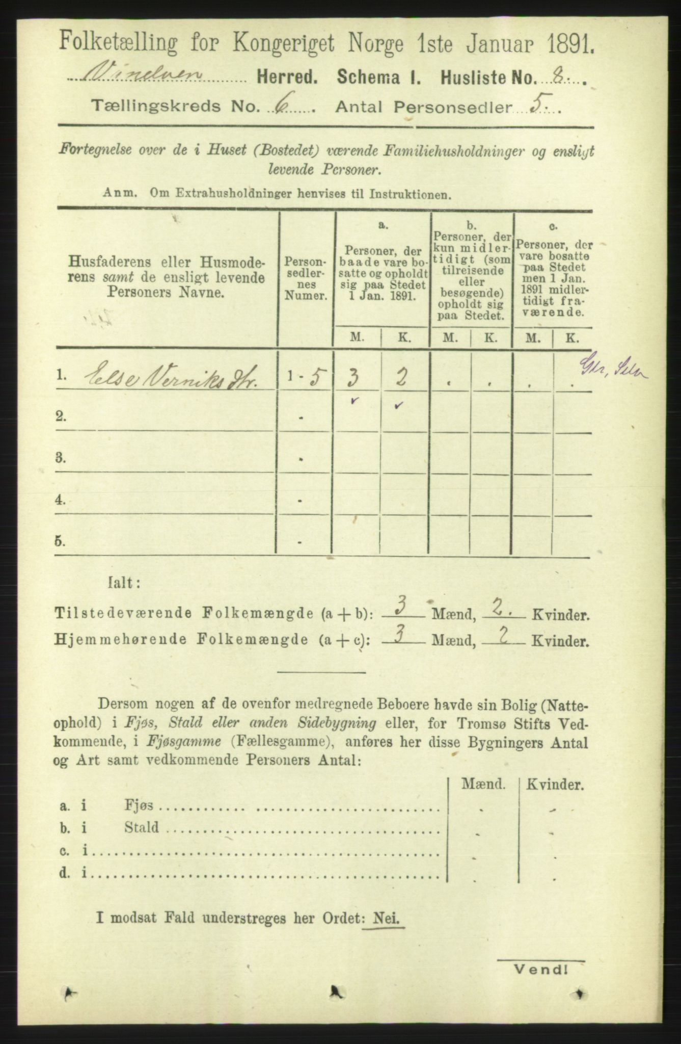 RA, 1891 census for 1511 Vanylven, 1891, p. 2622