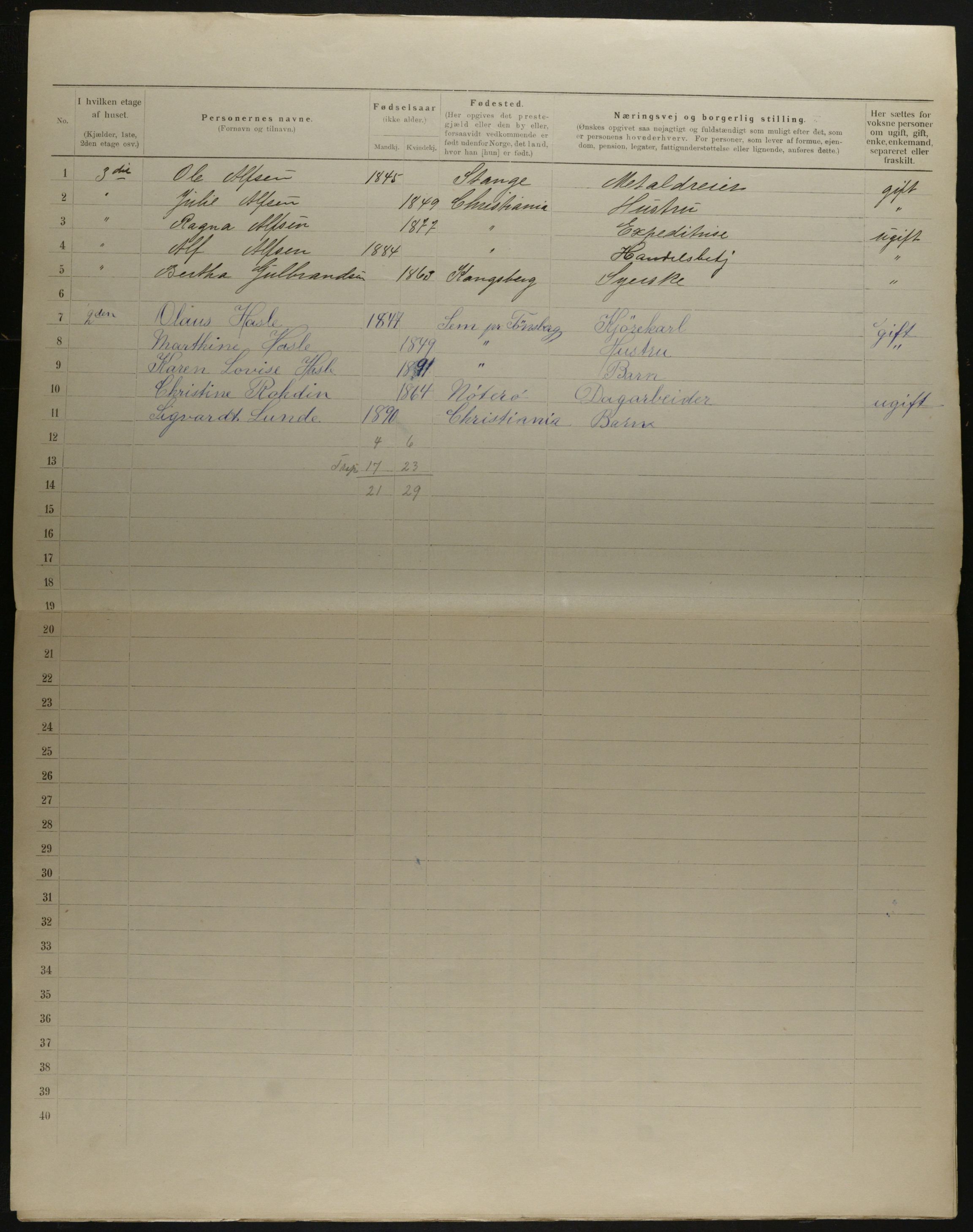 OBA, Municipal Census 1901 for Kristiania, 1901, p. 14965