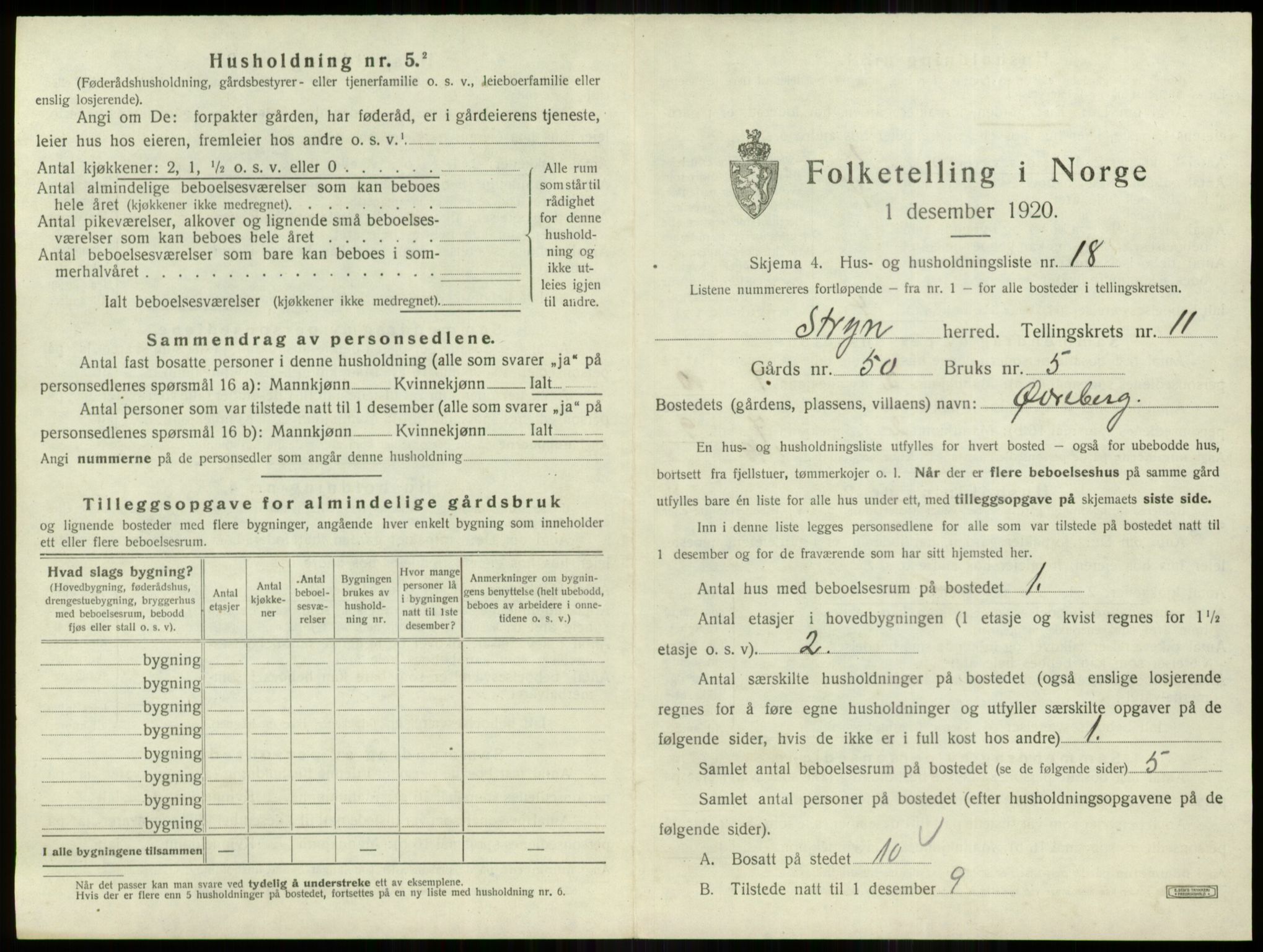 SAB, 1920 census for Stryn, 1920, p. 743