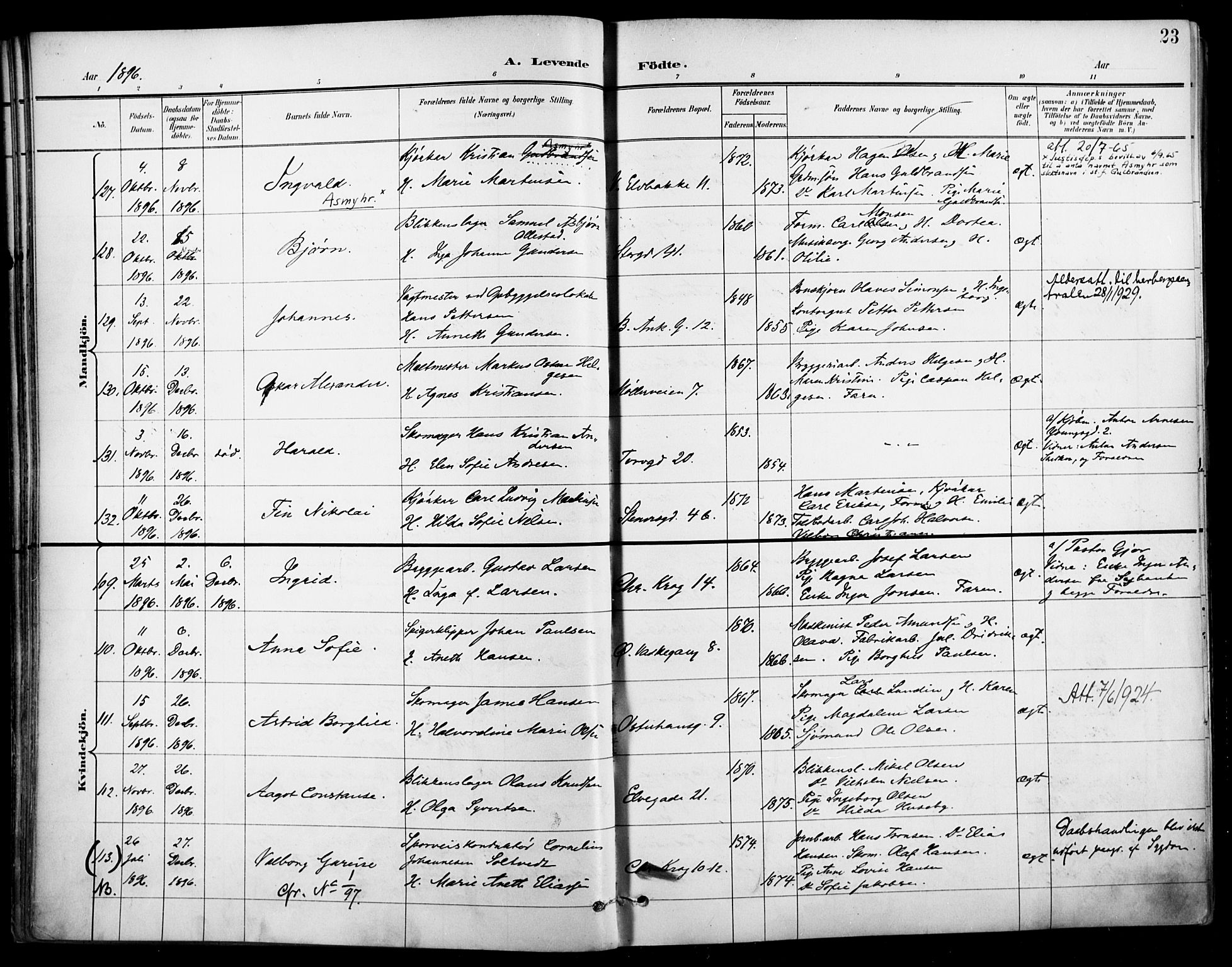 Jakob prestekontor Kirkebøker, SAO/A-10850/F/Fa/L0005: Parish register (official) no. 5, 1896-1903, p. 23