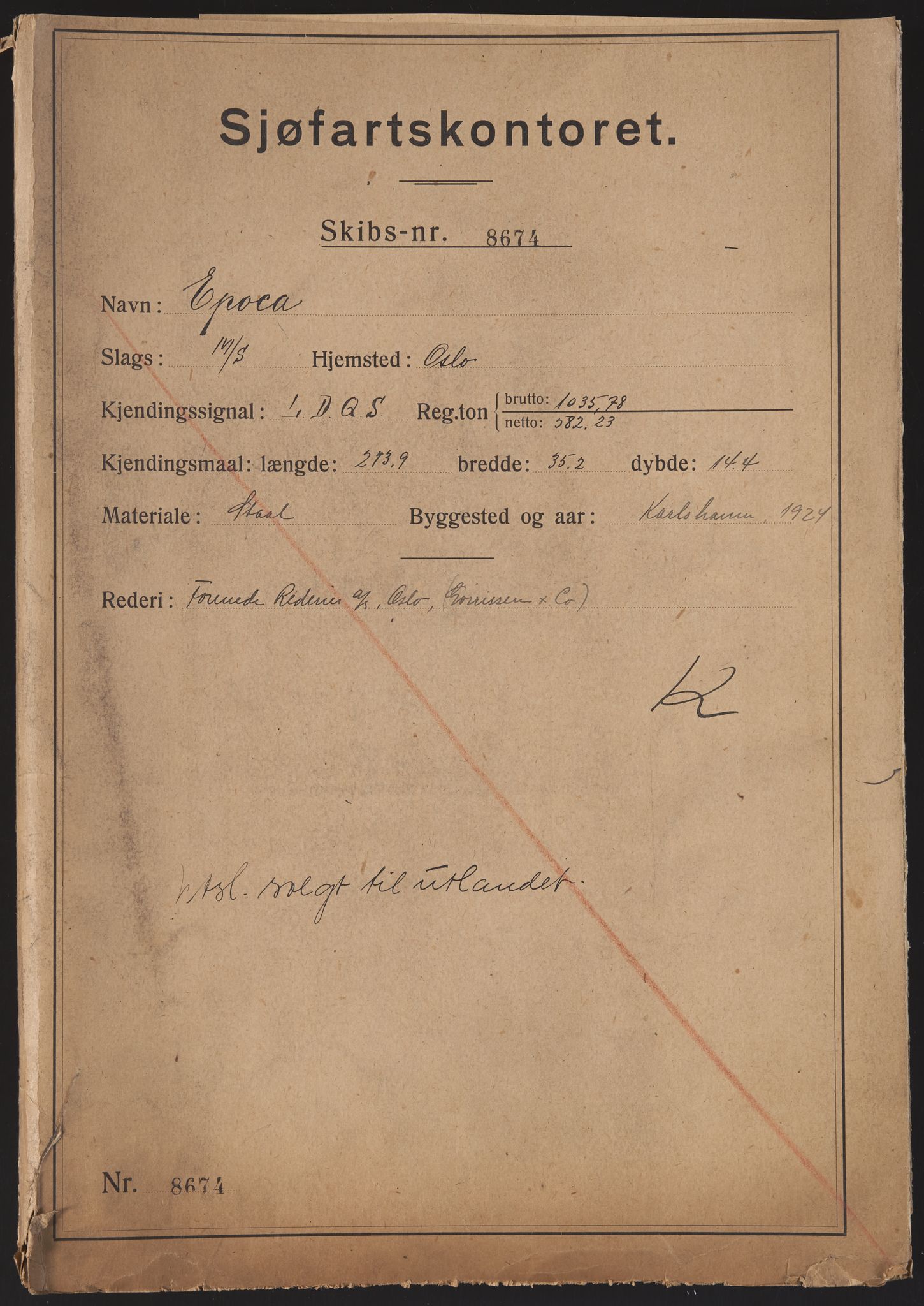 Sjøfartsdirektoratet med forløpere, skipsmapper slettede skip, RA/S-4998/F/Fa/L0298: --, 1867-1931, p. 405