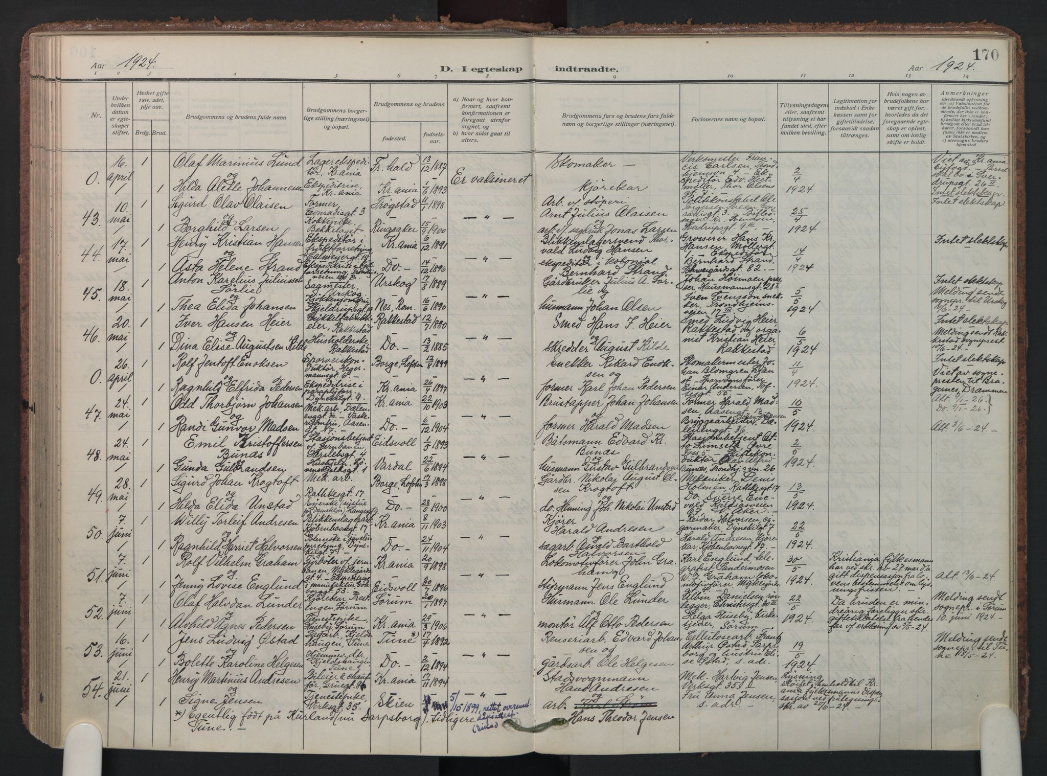 Petrus prestekontor Kirkebøker, AV/SAO-A-10872/F/Fa/L0013: Parish register (official) no. 13, 1911-1925, p. 170