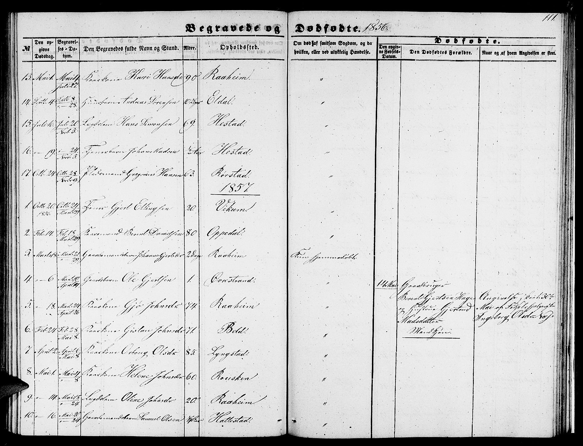 Gaular sokneprestembete, SAB/A-80001/H/Hab: Parish register (copy) no. C 1, 1853-1877, p. 111