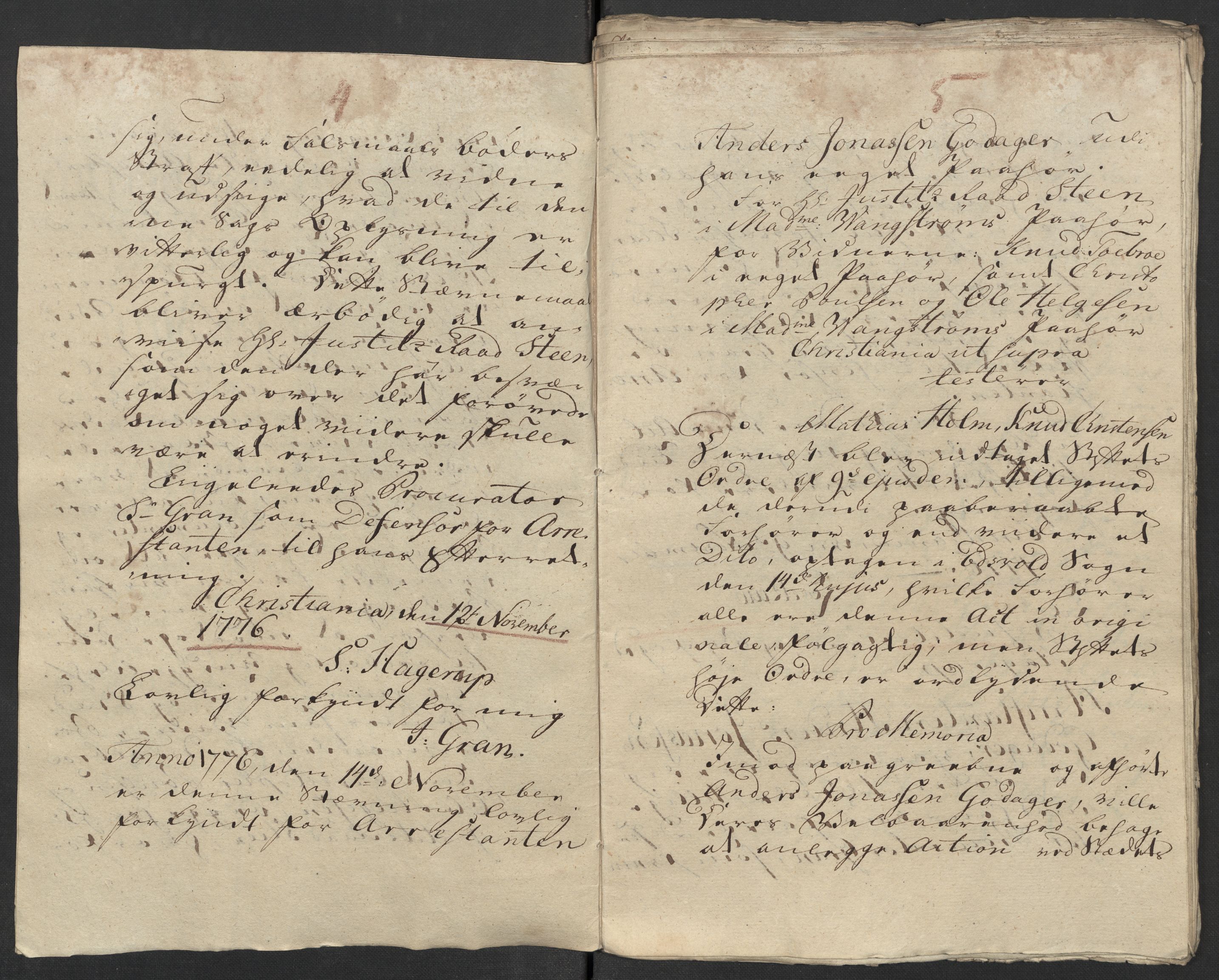 Kristiania stiftamt, SAO/A-10386/G/Gm/L0011: Domsakter og forhør, 1776, p. 507