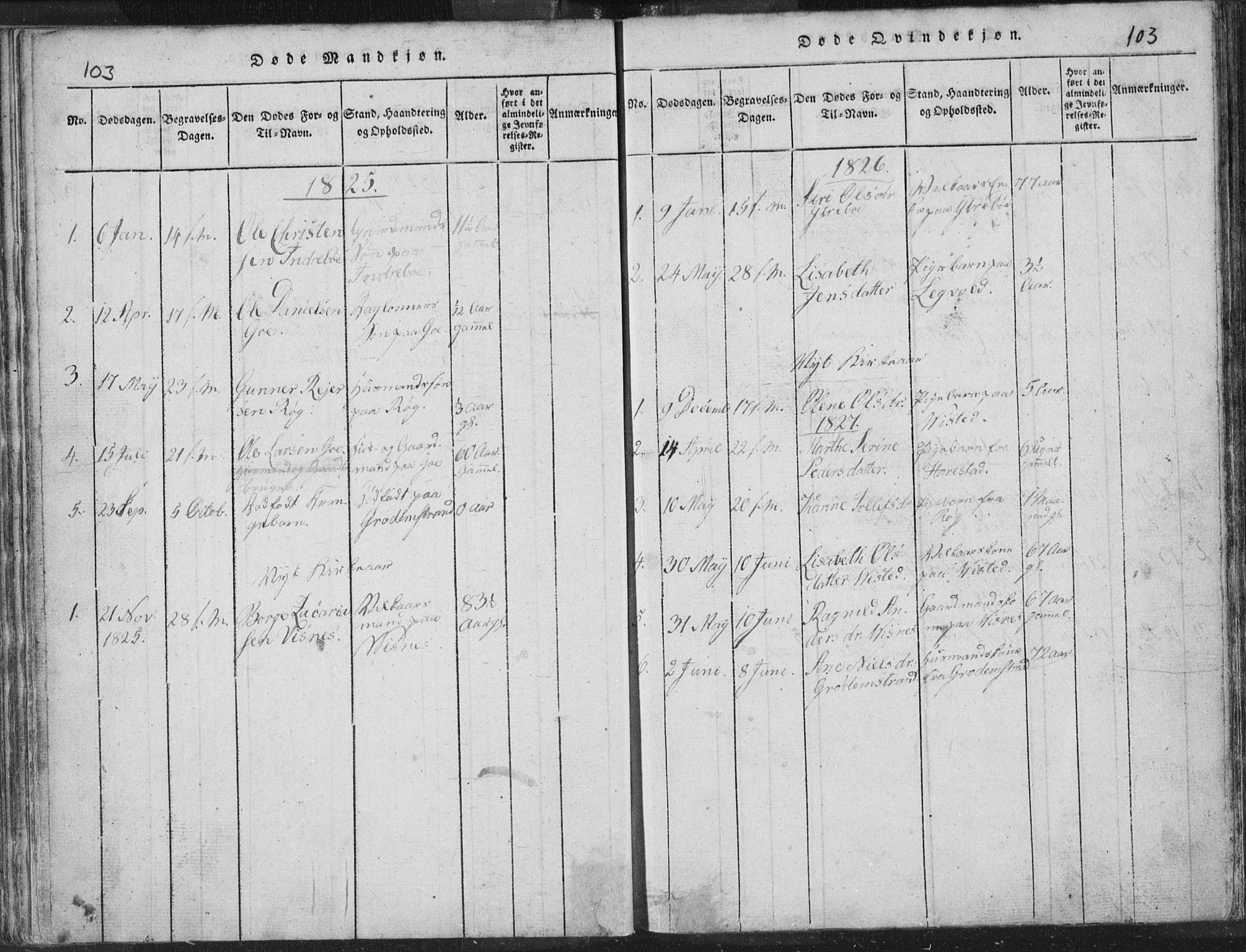 Hetland sokneprestkontor, SAST/A-101826/30/30BA/L0001: Parish register (official) no. A 1, 1816-1856, p. 103