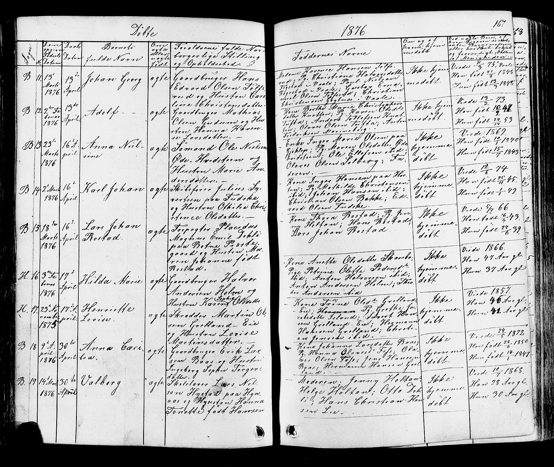 Botne kirkebøker, AV/SAKO-A-340/F/Fa/L0006: Parish register (official) no. I 6, 1836-1877, p. 167