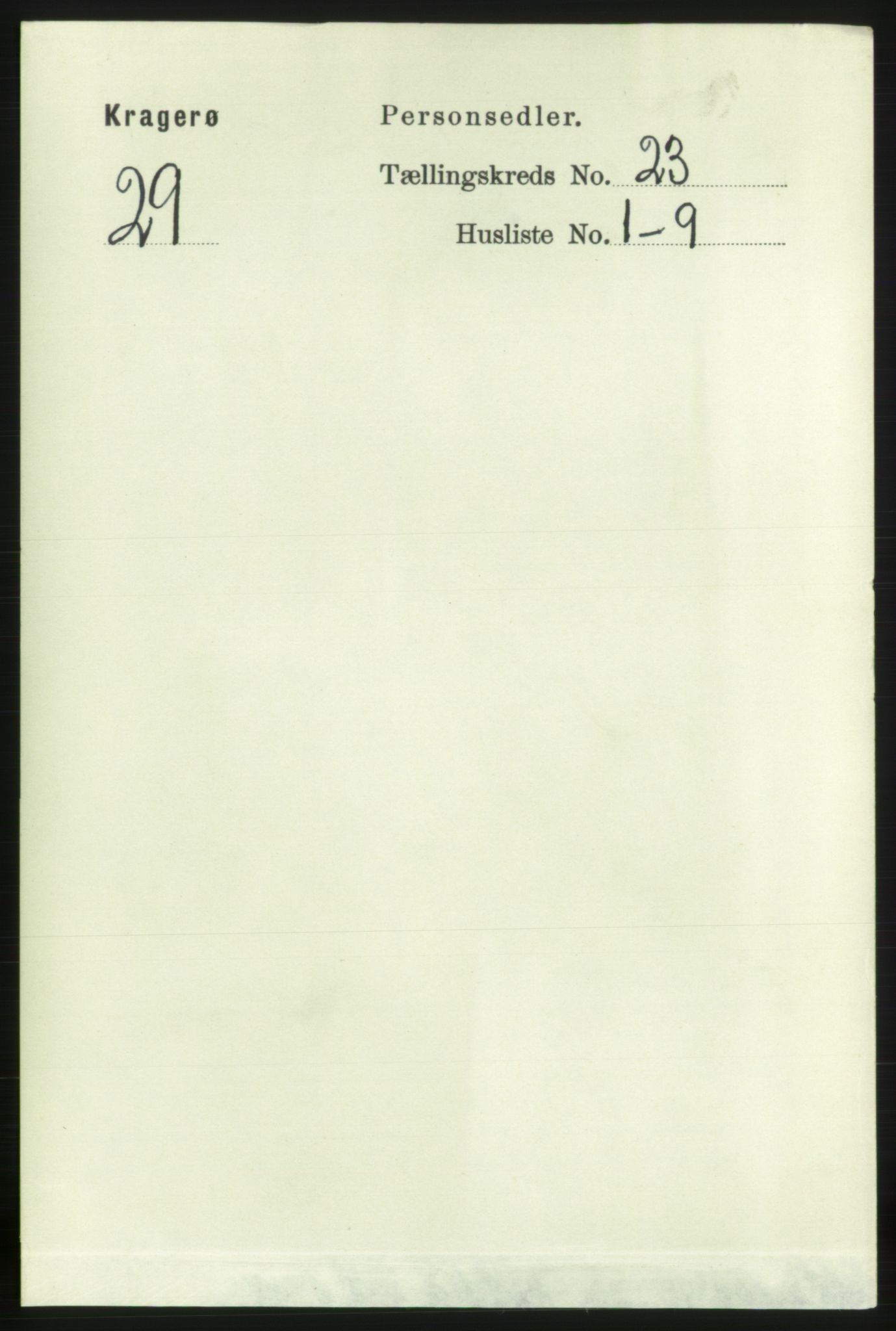 RA, 1891 census for 0801 Kragerø, 1891, p. 4877