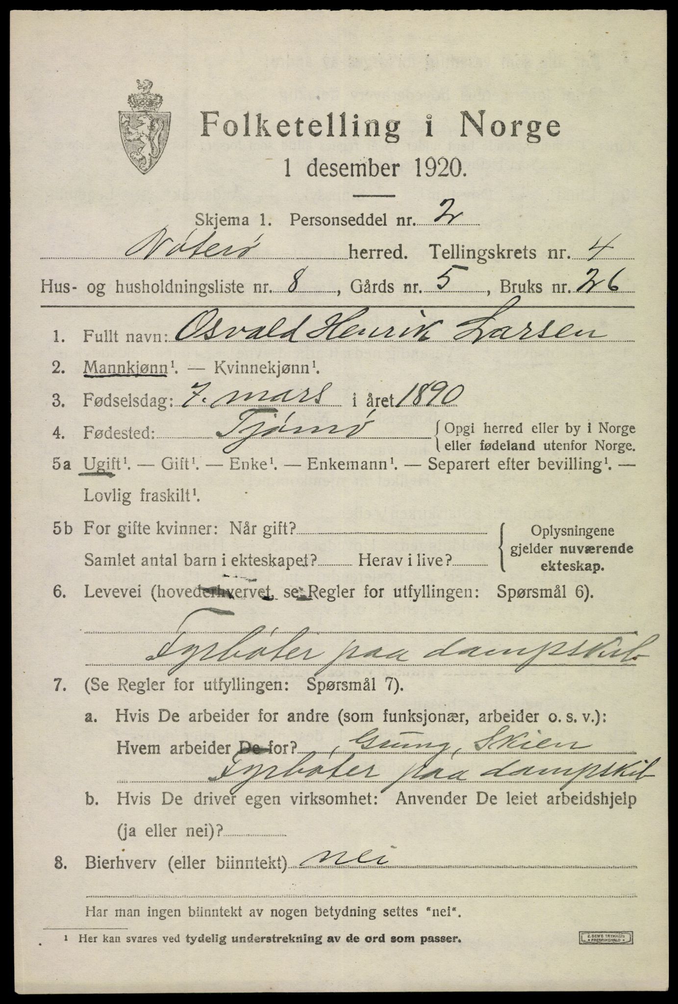 SAKO, 1920 census for Nøtterøy, 1920, p. 6745