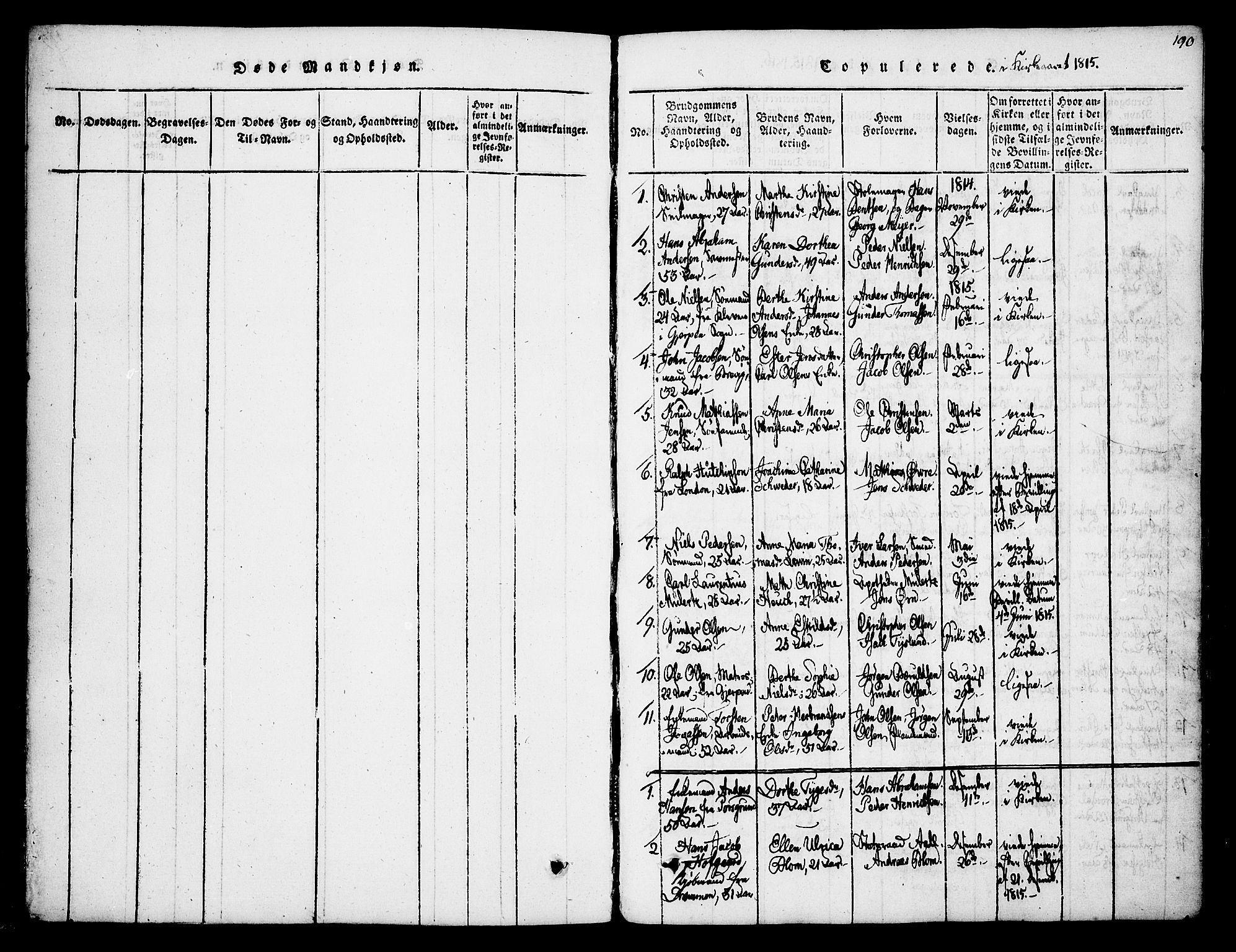 Skien kirkebøker, AV/SAKO-A-302/F/Fa/L0005: Parish register (official) no. 5, 1814-1843, p. 190