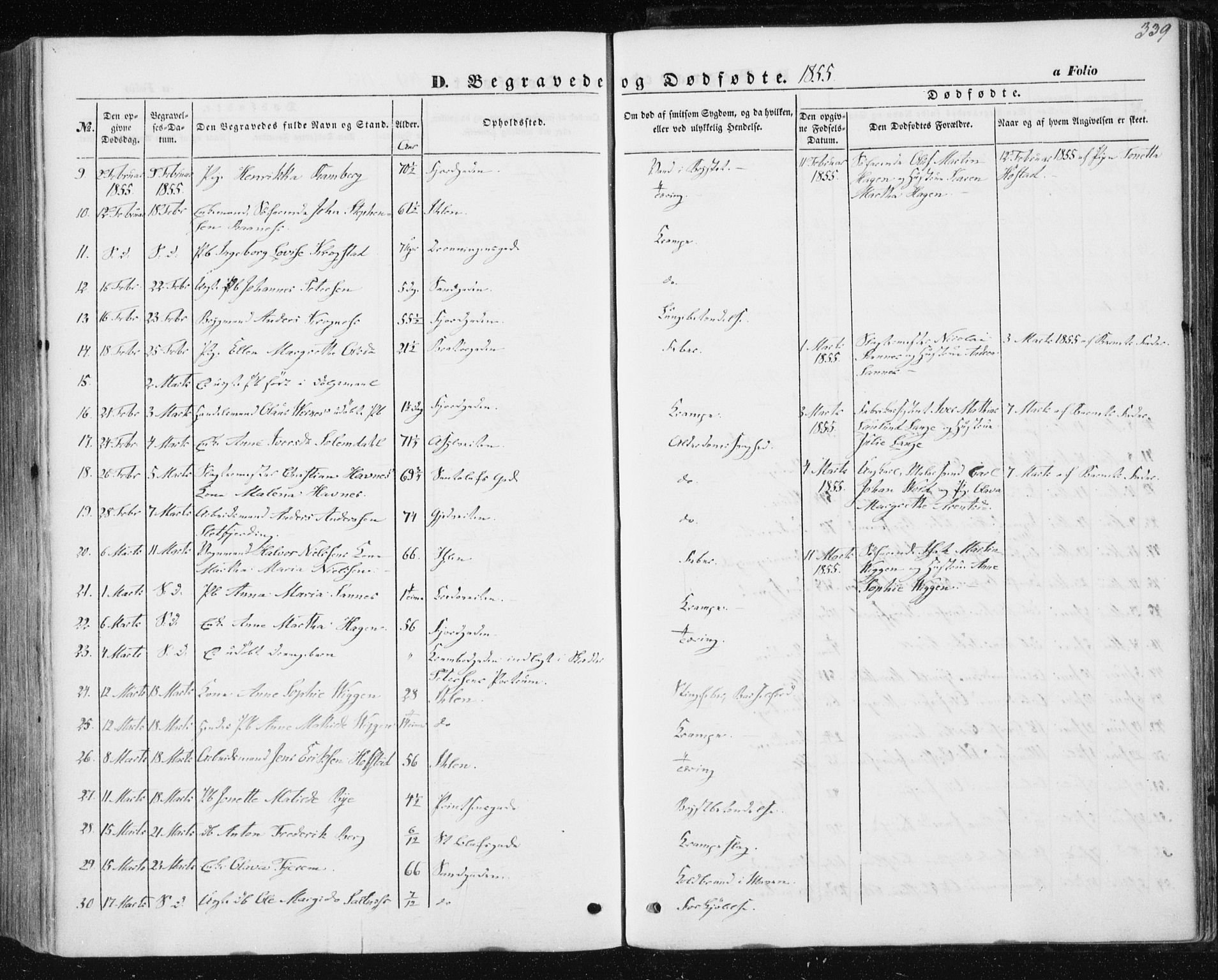 Ministerialprotokoller, klokkerbøker og fødselsregistre - Sør-Trøndelag, SAT/A-1456/602/L0112: Parish register (official) no. 602A10, 1848-1859, p. 339