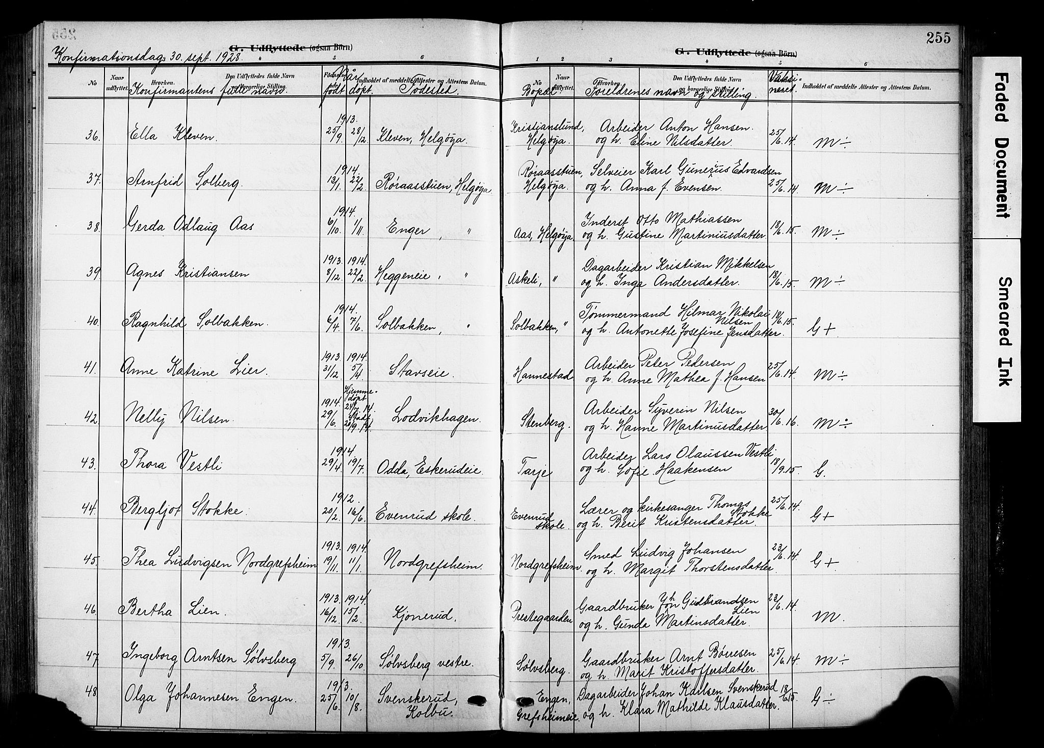 Nes prestekontor, Hedmark, AV/SAH-PREST-020/K/Ka/L0014: Parish register (official) no. 14, 1906-1929, p. 255